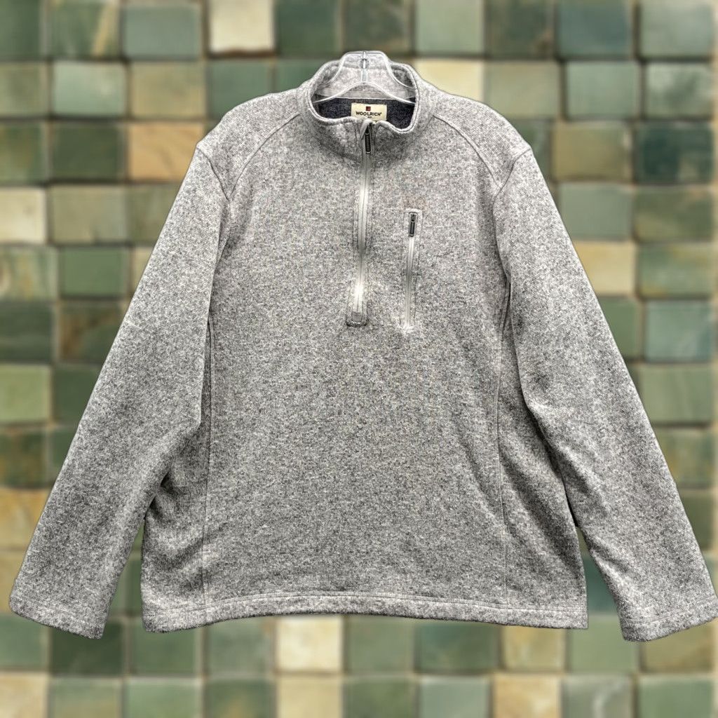 Woolrich Pullover Shirt Mens Large Gray 1/4 Zip Sweater Fleece Outdoor Hiking 90s Vintage Style Season All
