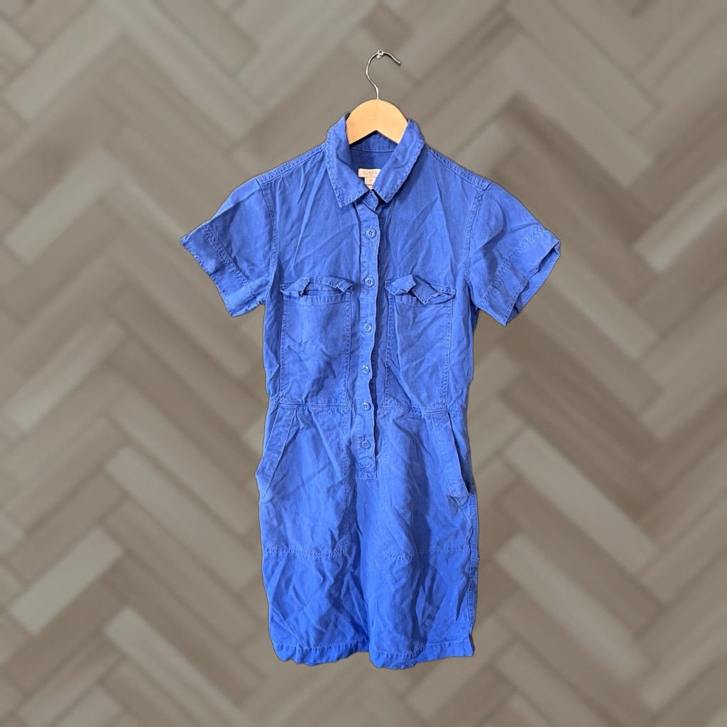 J.Crew J. Crew Womens Blue Short Sleeve Shirt Dress 00 Knee Length Button Up Style Shirt Dress Womens 00 Blue Short Sleeve Shirt Dress Size XXS / US 00 / IT 34 - 1 Thumbnail