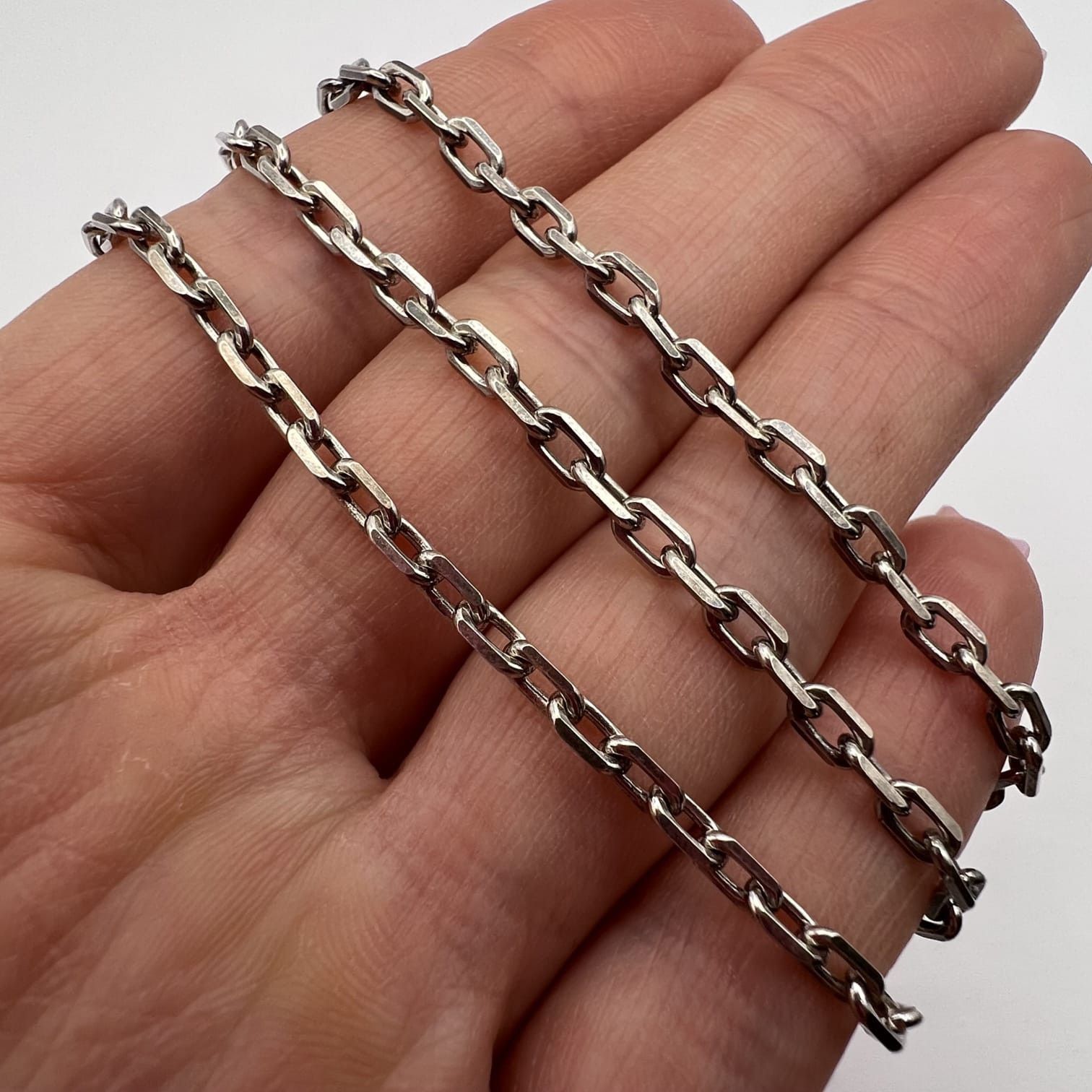 Sterling Silver Vintage 925 Sterling Silver Chain Necklace Solid Link 10.4g Size ONE SIZE - 3 Thumbnail