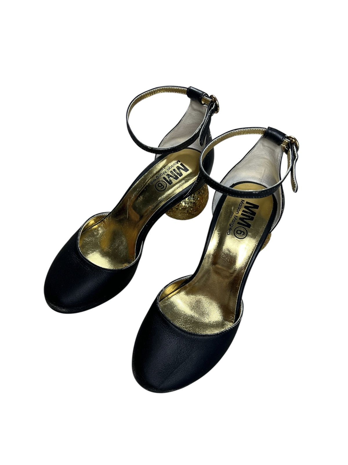 Maison Margiela Maison Margiela MM6 Black Leather Glitter Ball Heels Size US 7 / IT 37 - 5 Thumbnail