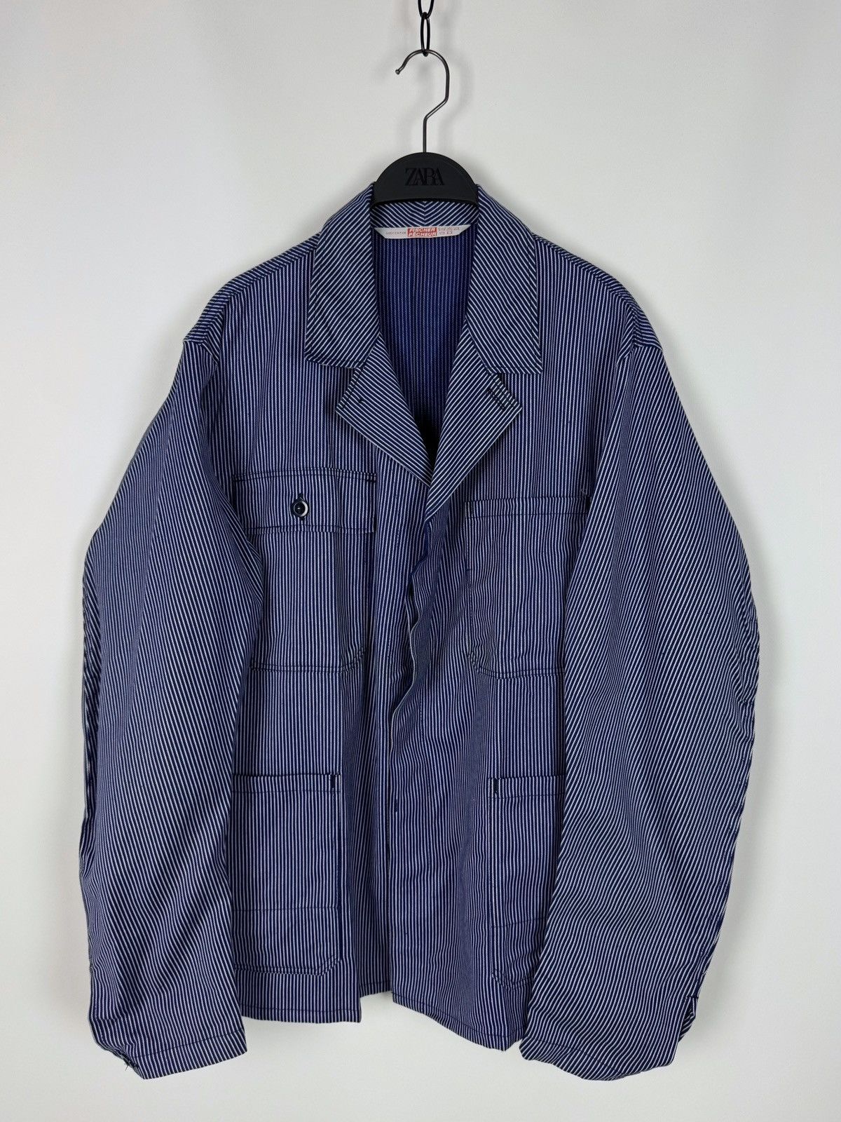 Vintage 80’s Vintage Fischer French Chore Striped Work Jacket Size US L / EU 52-54 / 3 - 3 Thumbnail