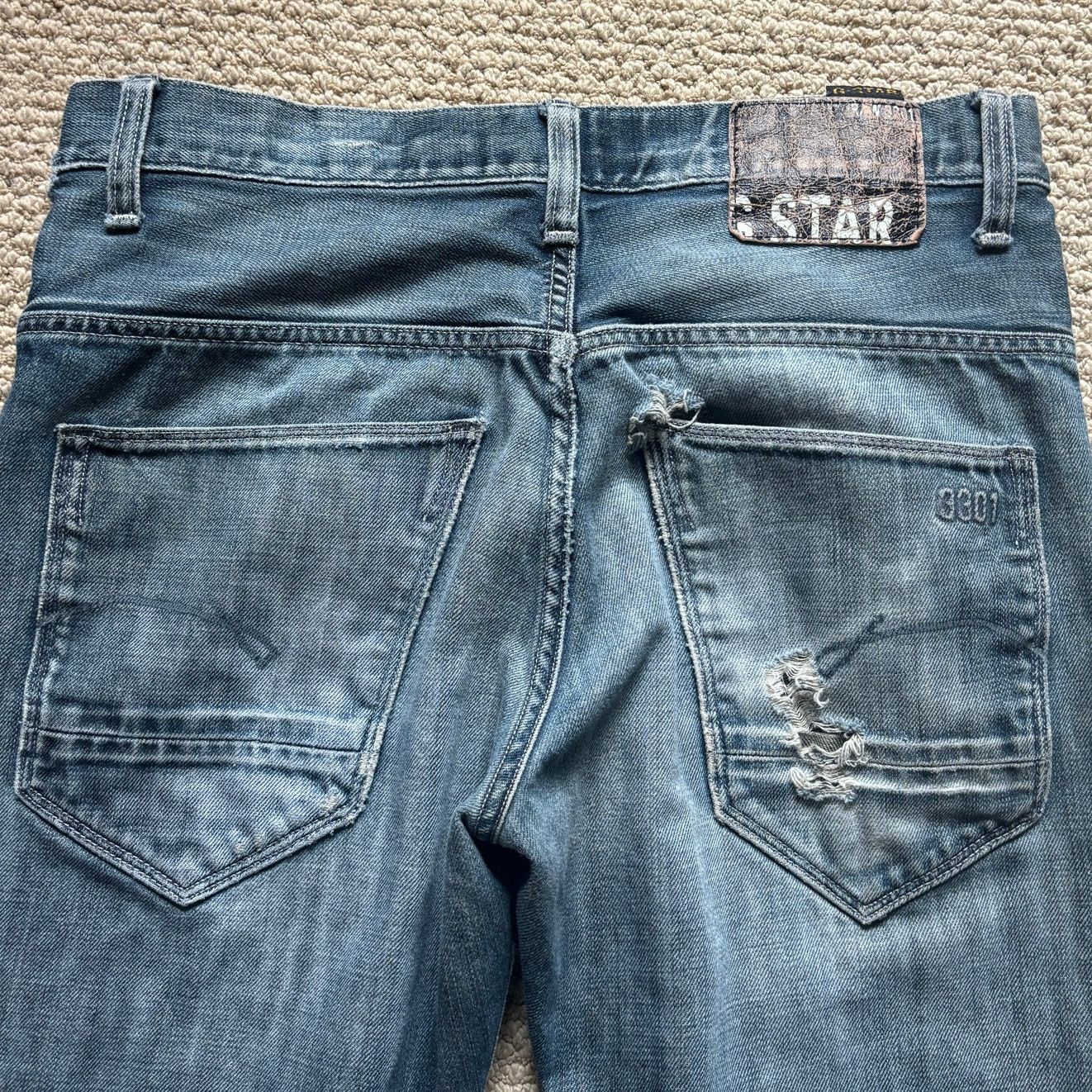 G-Star G Star RAW 3301 Jeans 32x31 slim faded distressed ripped Size US 32 / EU 48 - 3 Thumbnail