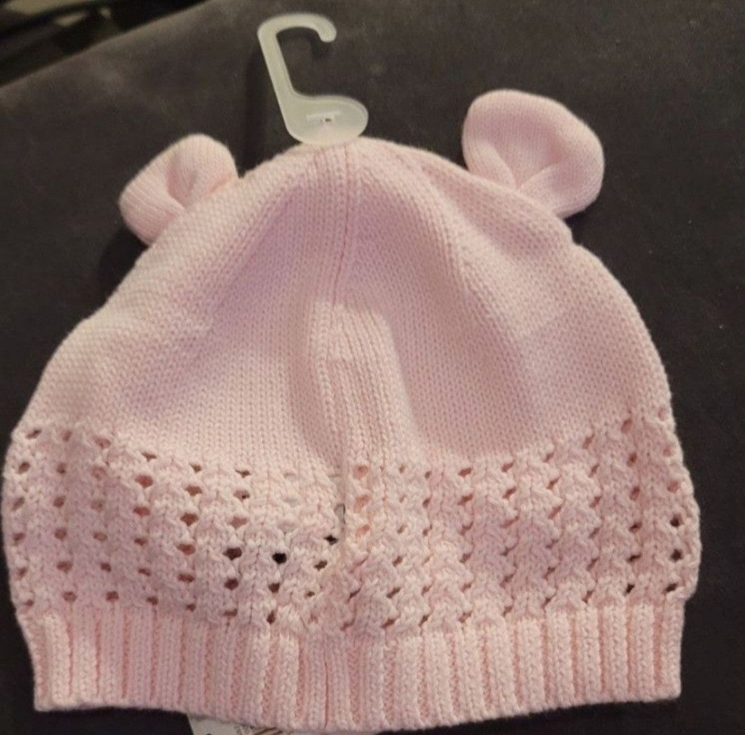 Gap NWT Baby GAP Girl's Pink Crochet Hat Ears Size 6-12 Months Size ONE SIZE - 2 Thumbnail