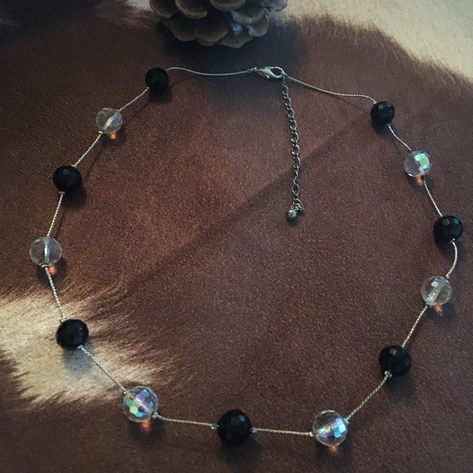 Vintage Vintage 90s faceted jet & AB stone chain necklace Size ONE SIZE - 4 Thumbnail