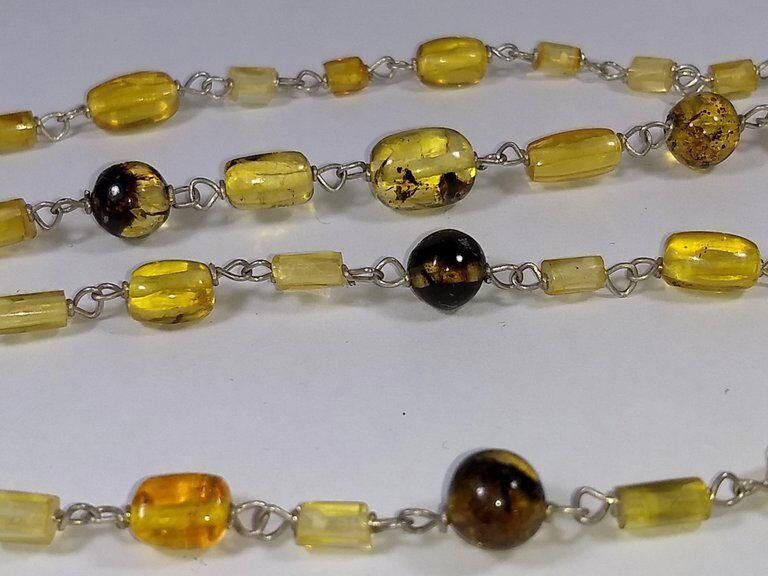 Handmade Alberto Juan Mexican Sterling Silver Amber Beaded Necklace Size ONE SIZE - 5 Thumbnail