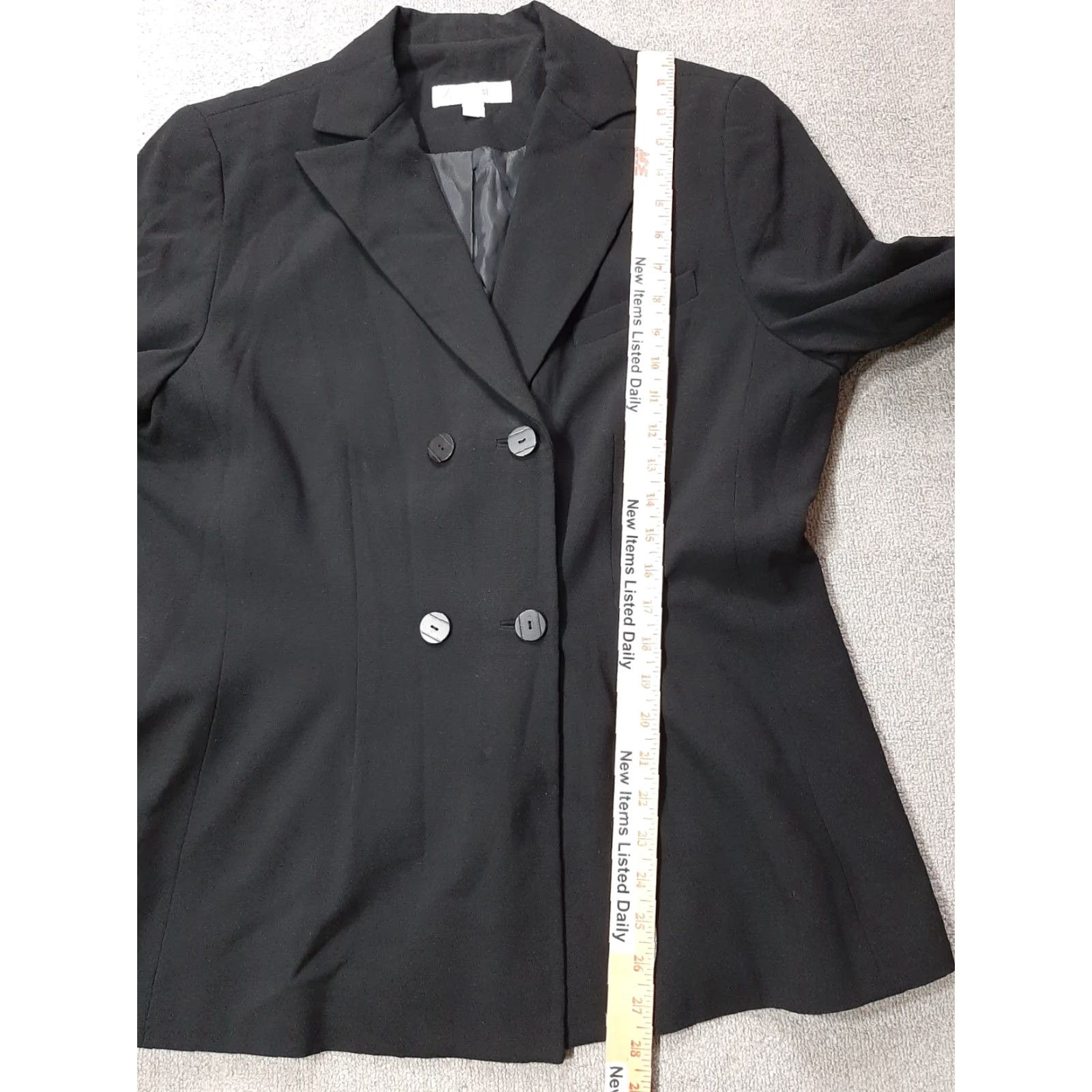 Vintage Larry Levine Dressbarn Blazer Jacket Women's Size 14 Black Herringbone Polyester Long Sleeve Button Size XL / US 12-14 / IT 48-50 - 4 Thumbnail