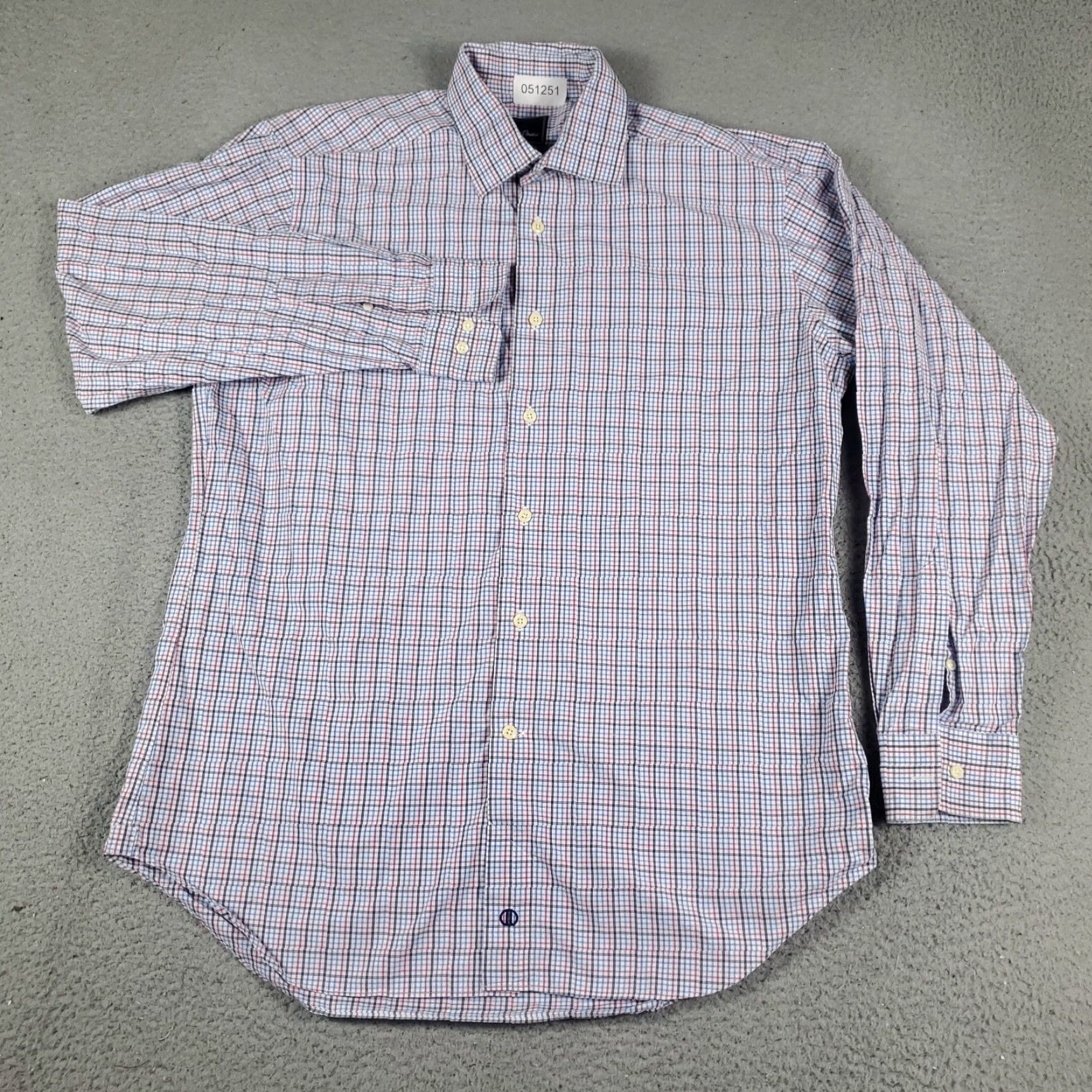 David Donahue David Donahue Shirt Mens Size 16.5 Blue Red Plaid Dress Button Up Long Sleeve Non-Iron Classic Casual Business Size 42R - 2 Thumbnail