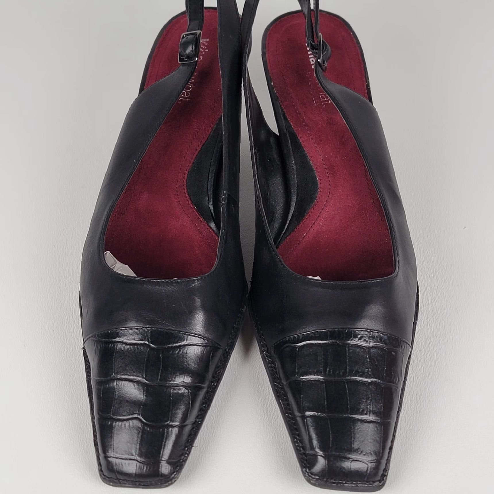 Vintage Aerosoles Slingback Heel Dress Shoes Womens 9.5M Black Animal Print Kitten Buckle Size M / US 6-8 / IT 42-44 - 2 Thumbnail