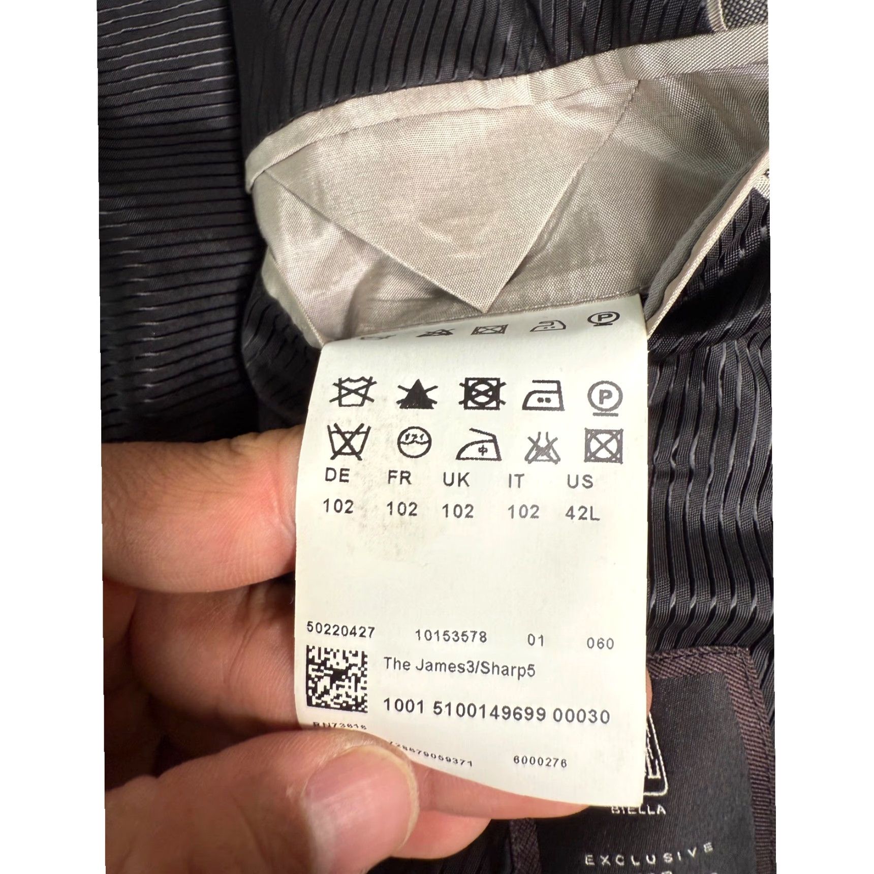 Hugo Boss HUGO BOSS Blazer Gray Wool Blazer Mens 42L Lined Notched Lapel Two-Button Closure Flap Pockets Single-Breasted Formal Workwear 42L Mens Blazer Size 42R - 7 Thumbnail