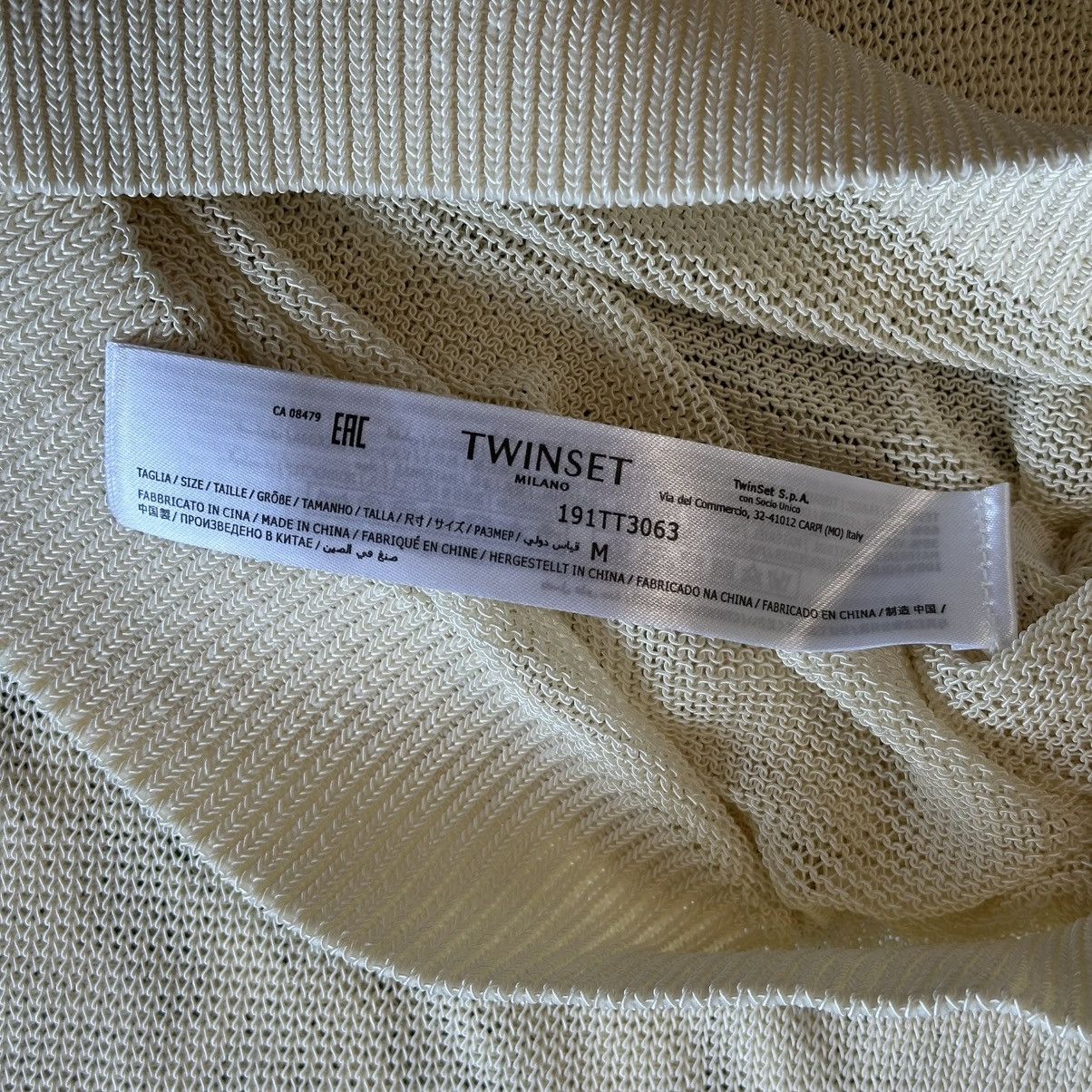 TWINSET TWINSET Milano Cable Knit Fringe Ivory Color Sweater Size M / US 6-8 / IT 42-44 - 6 Thumbnail