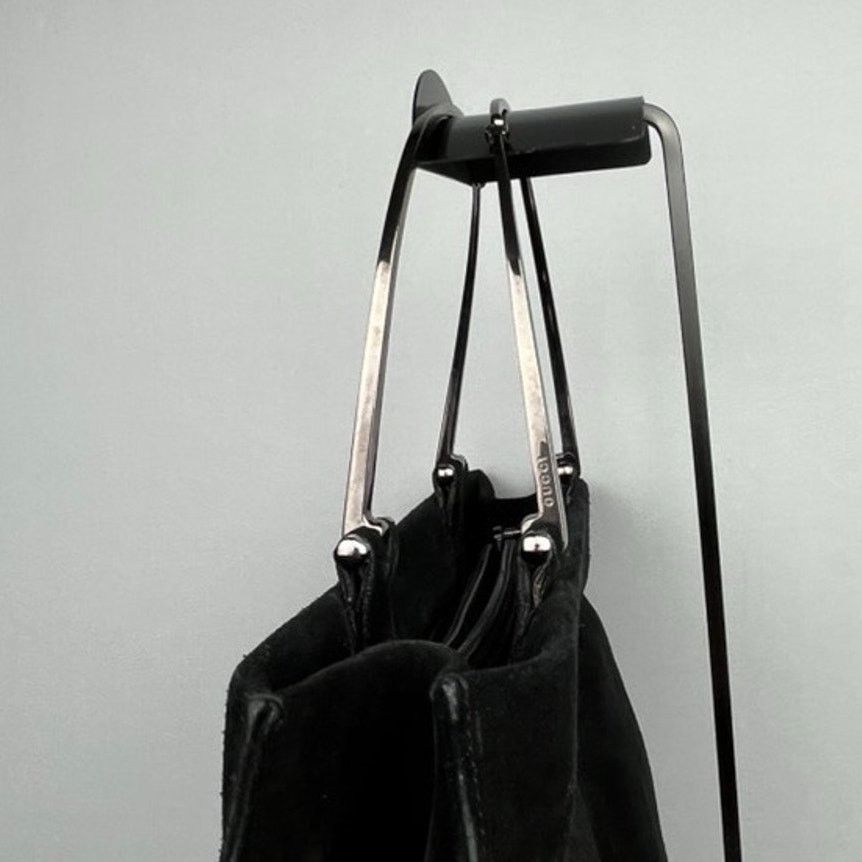 Gucci Gucci Black Suede Silver-Tone Handle Bag Vintage Size ONE SIZE - 6 Thumbnail