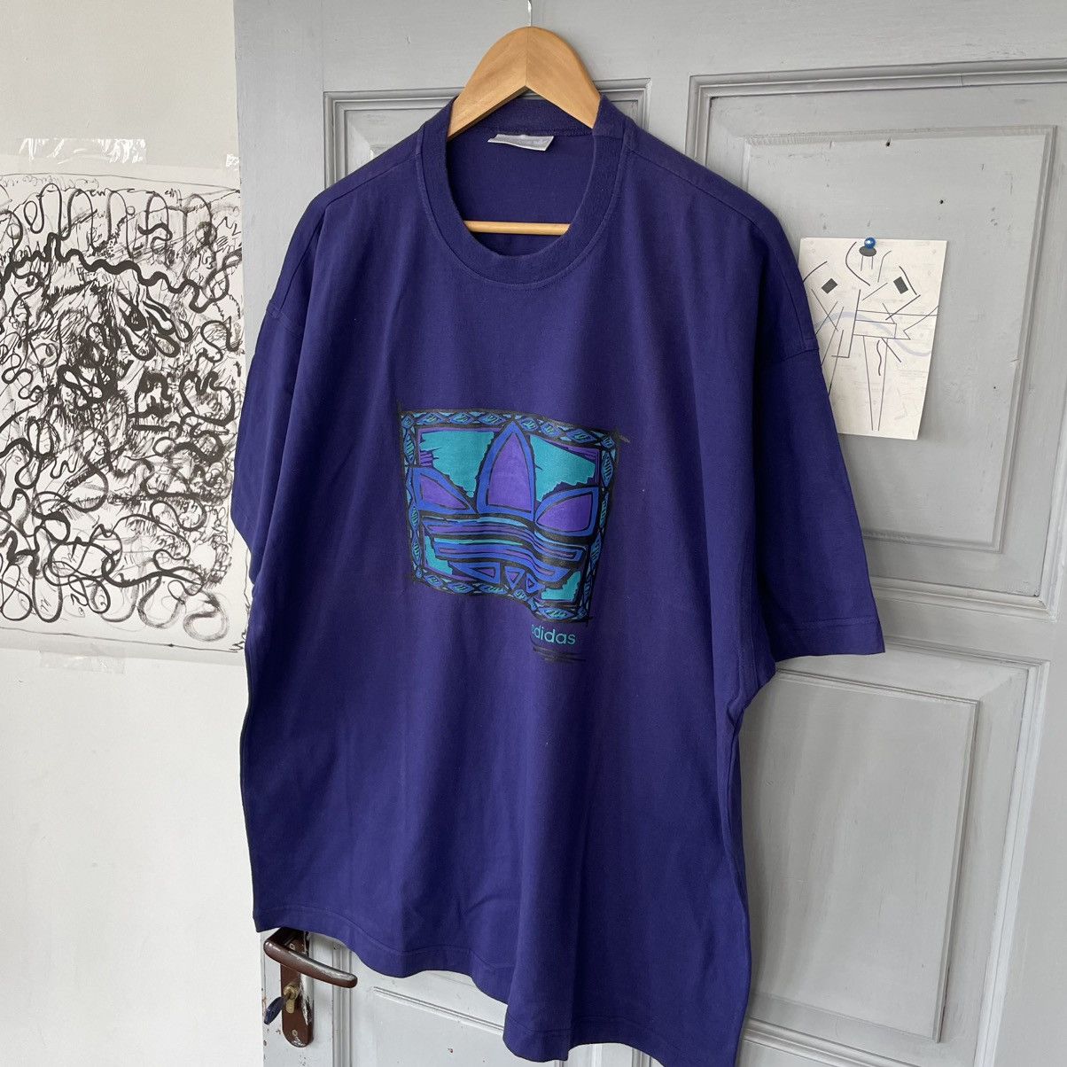 Adidas Vintage 90’s Adidas Sportswear Violet Rare T-shirt Size US XL / EU 56 / 4 - 4 Thumbnail