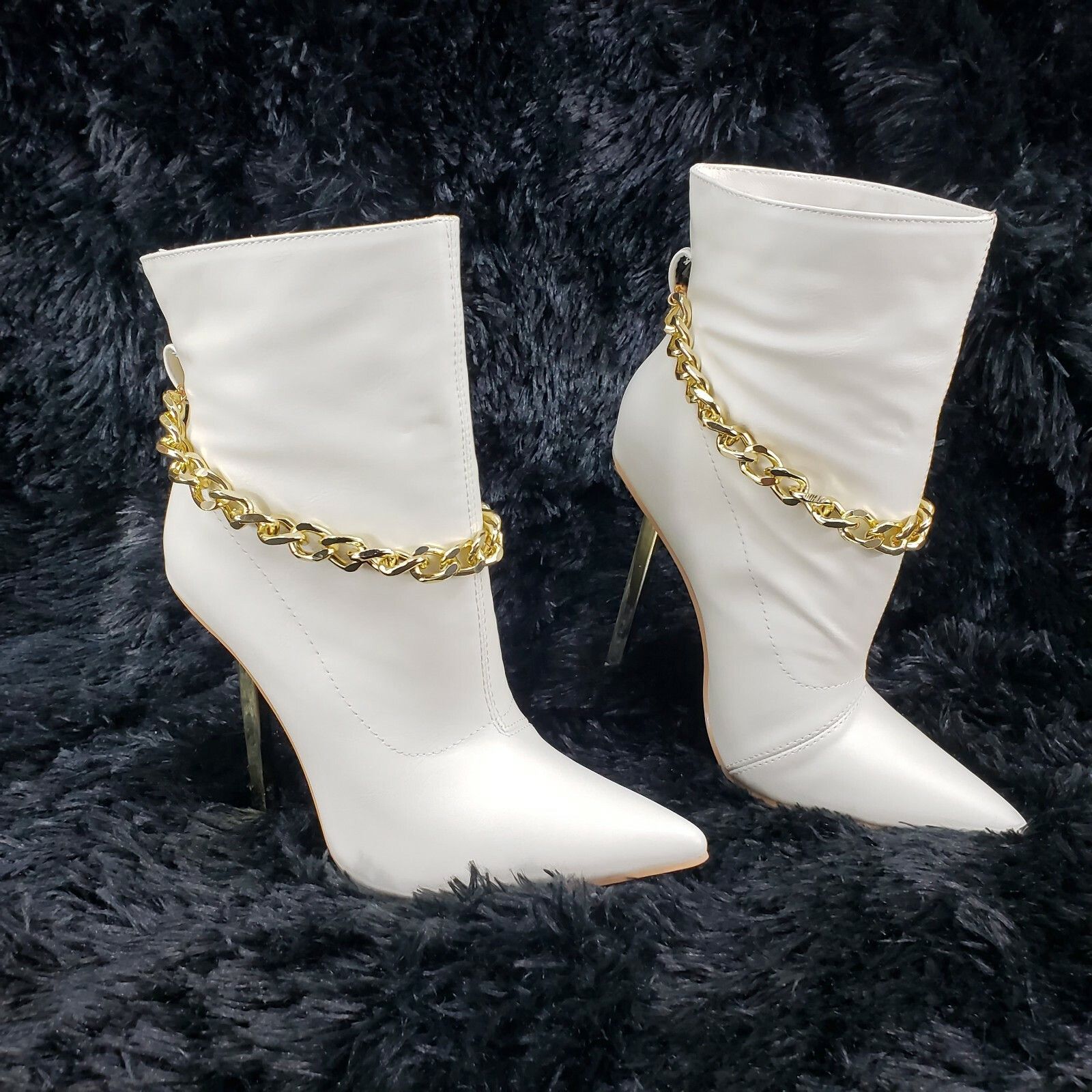 Other Venomous White Pointy Toe Spike Stiletto Heel Ankle Boots Go Size US 8 / IT 38 - 1 Thumbnail