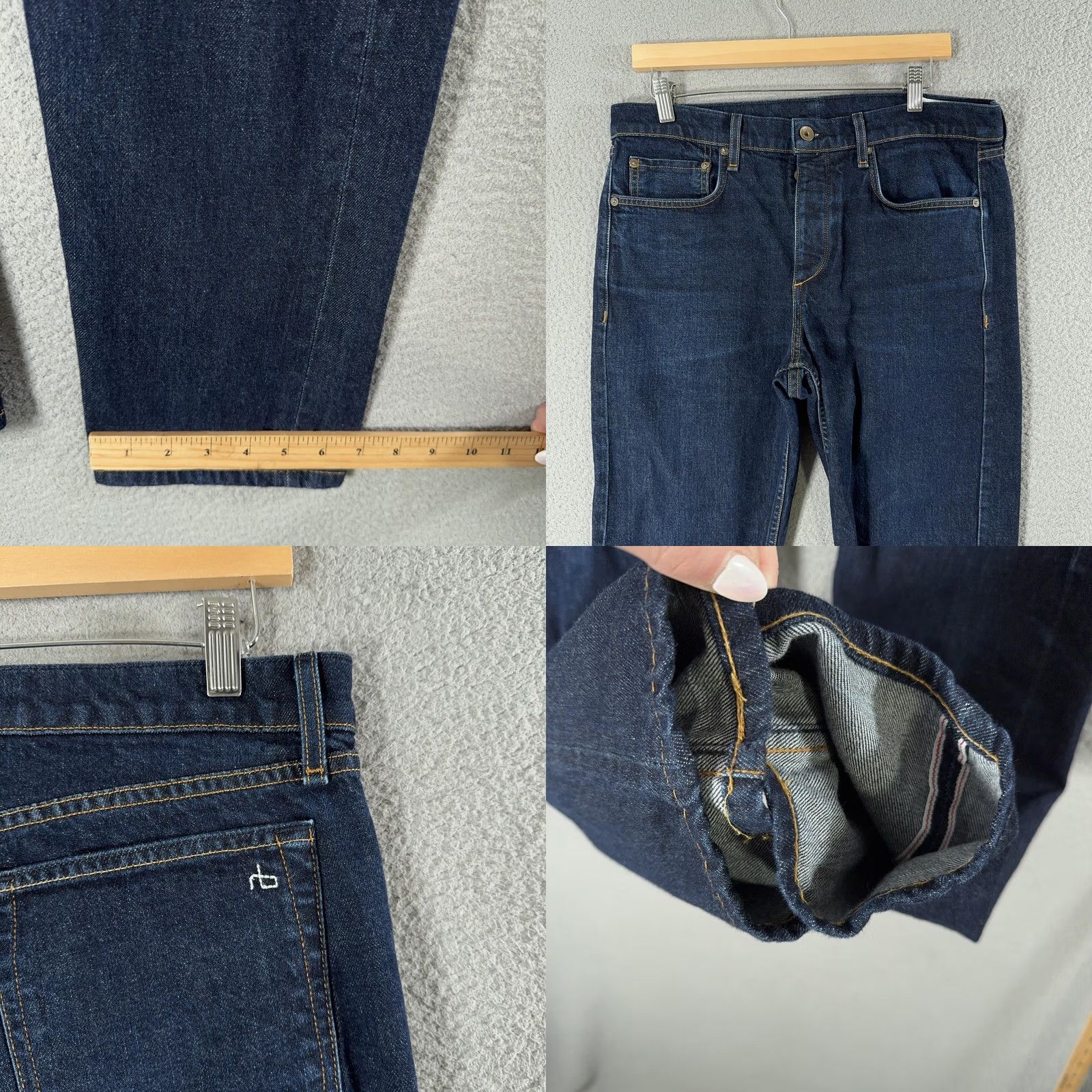 Rag & Bone rag & bone Fit 2 Slim Selvage Jeans Mens 34x29 Dark Denim Button Fly Made USA Size US 34 / EU 50 - 9 Thumbnail