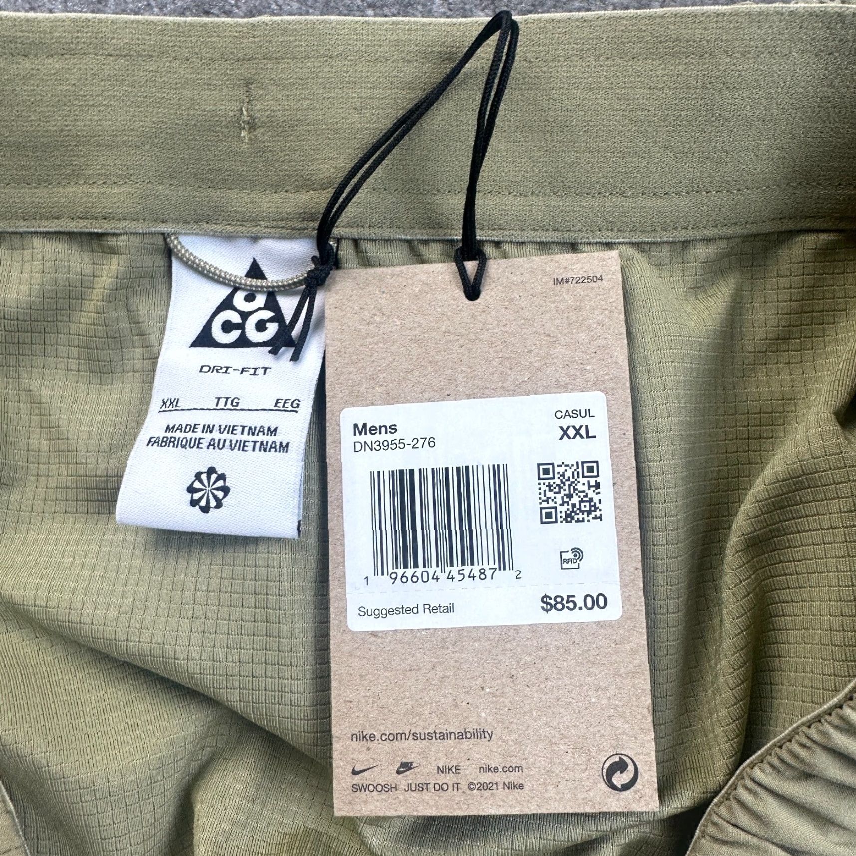 Nike Nike ACG Shorts Mens 2XL XXL Olive Green New Sands Outdoors Hiking Size US 39 - 6 Thumbnail