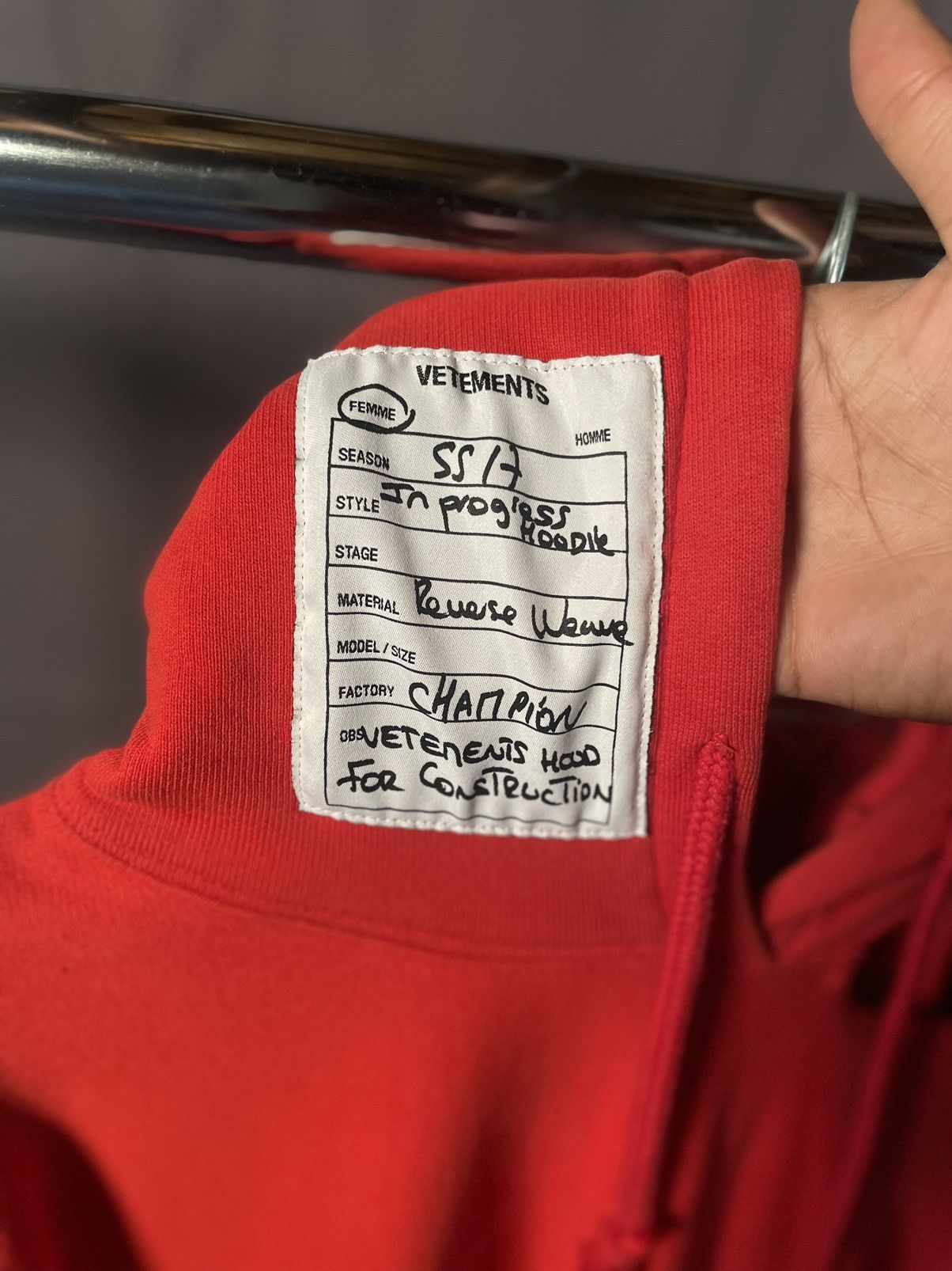 Champion × Vetements SS17 Vetements In Progress Distressed Champion Hoodie Size US S / EU 44-46 / 1 - 6 Thumbnail