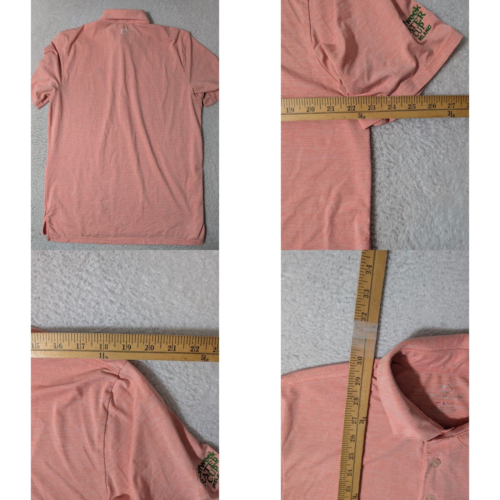 Southern Tide Southern Tide Polo Shirt Mens L Coral Stripe Golfweek Rater Cup Ireland Stretch Shirt Short Sleeve Embroidered Logo Orange Mens Size US L / EU 52-54 / 3 - 8 Thumbnail