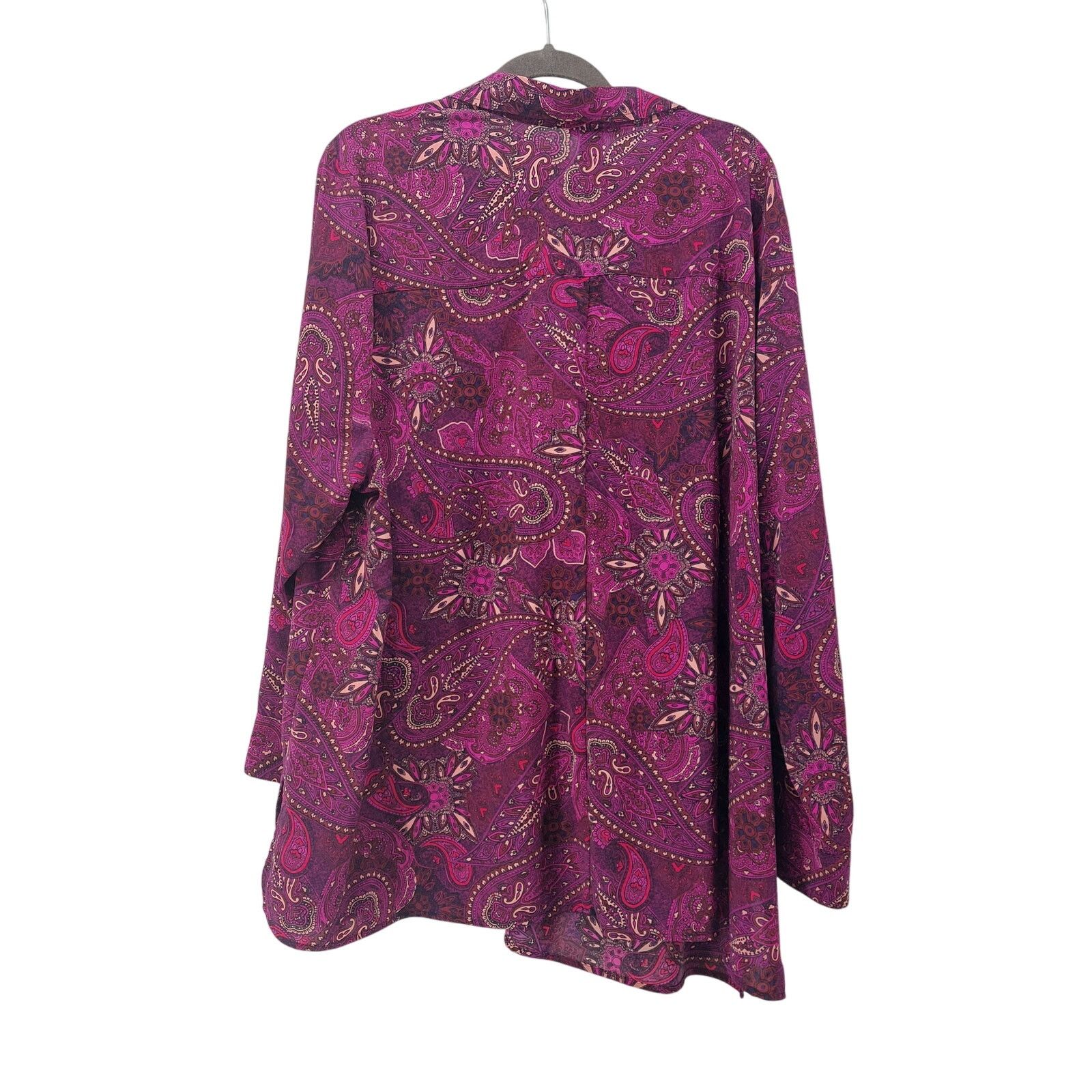 Other Catherines Womens Pink Paisley Blouse 3x (26/28W) Button-Tab Size 3XL / US 20-22 - 2 Thumbnail
