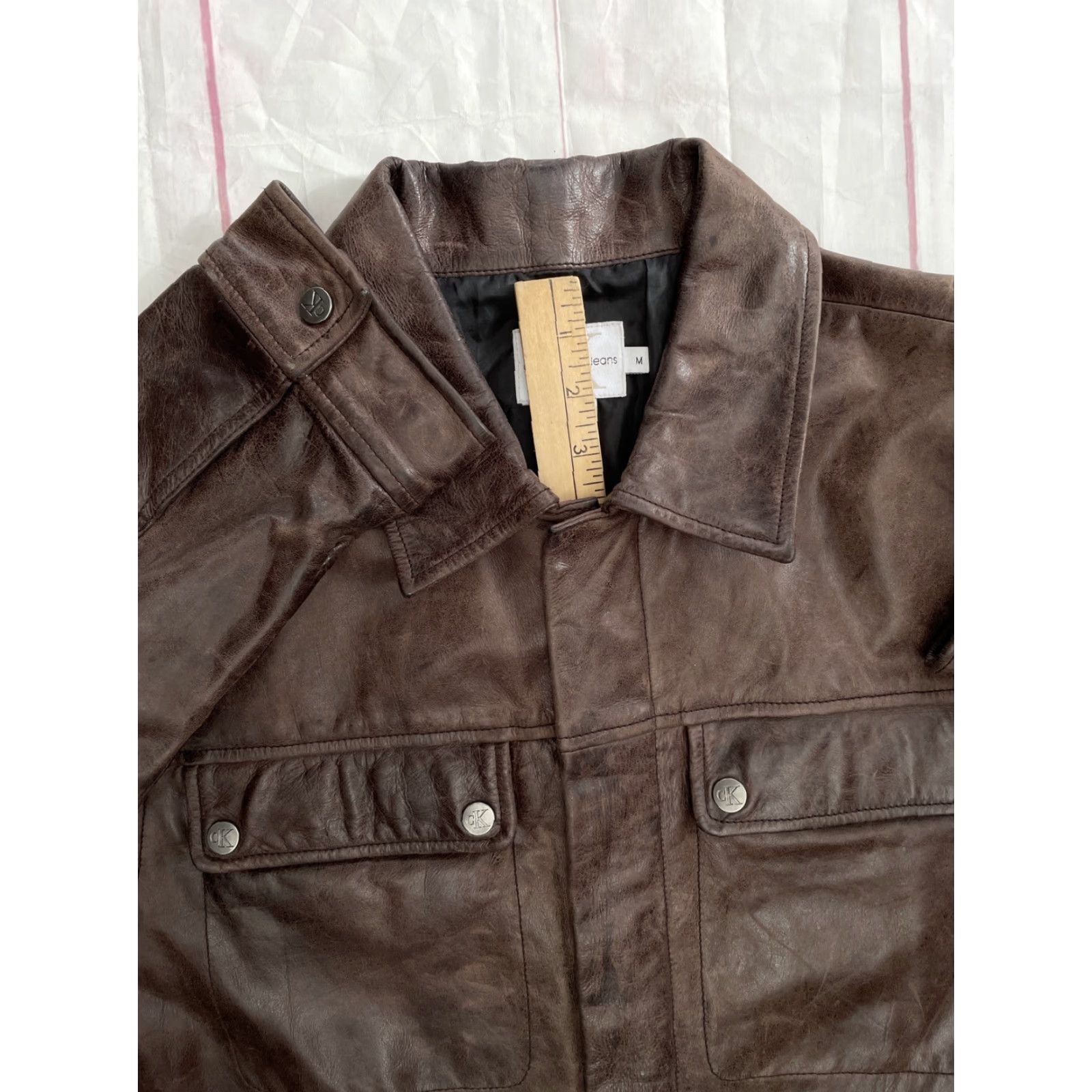 Calvin Klein VINTAGE Calvin Klein Brown Leather Chore Jacket Bomber Motorcycle Men’s Medium Size US M / EU 48-50 / 2 - 4 Thumbnail
