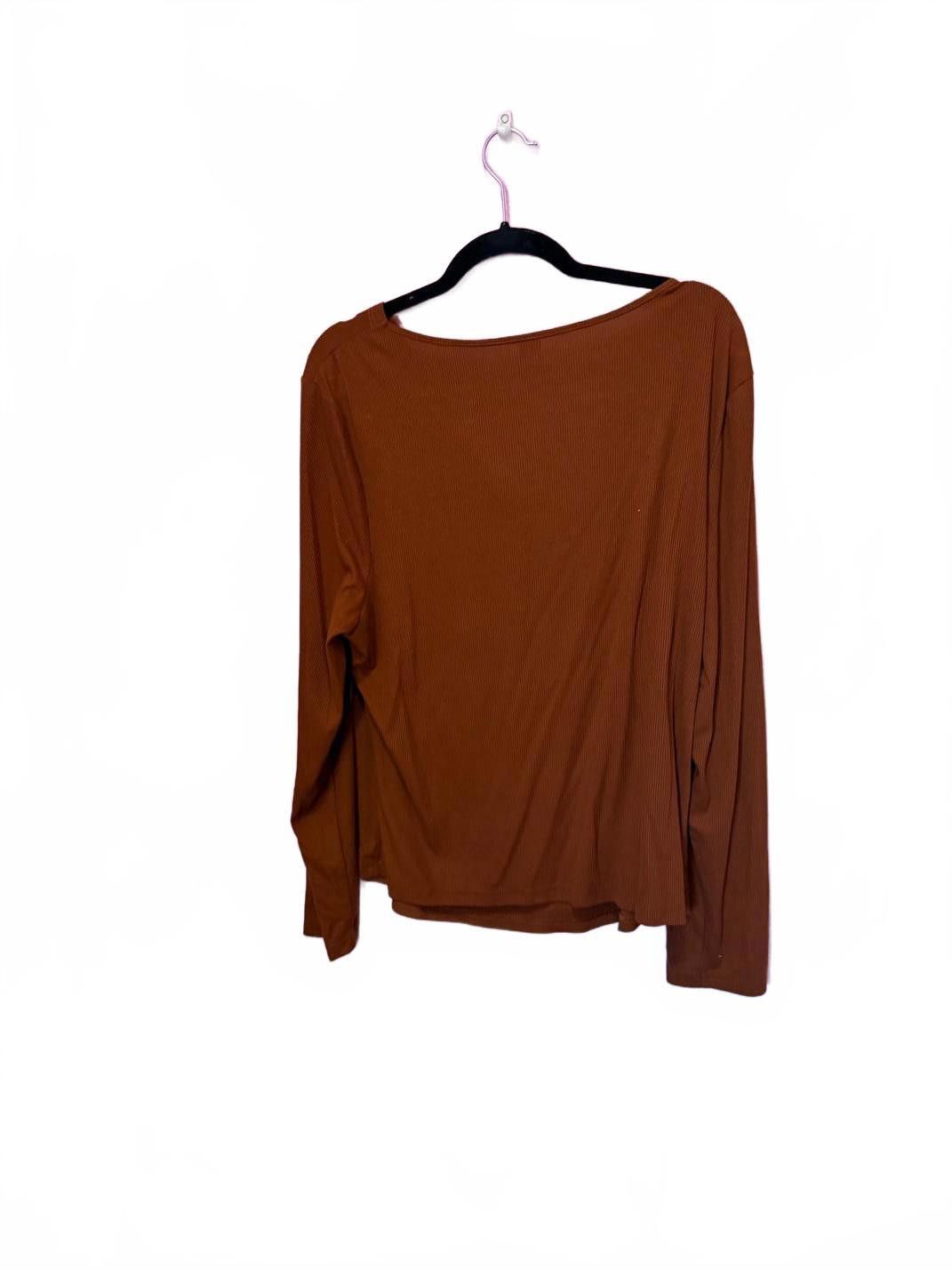Designer Stylish Rust Long-Sleeve Top with Twist Detail Size 4XL / US 24-26 - 4 Thumbnail