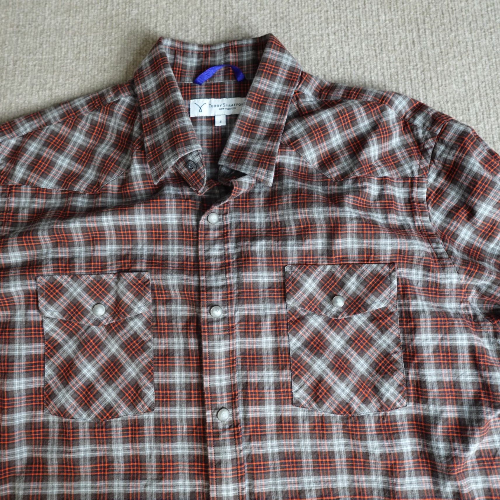 Vintage Teddy Stratford Mens Shirt Western Button-Up L Brown Plaid Cowboys Pearl Snap Long Sleeve Casual Regular 90s Theme Mens Size US L / EU 52-54 / 3 - 2 Thumbnail
