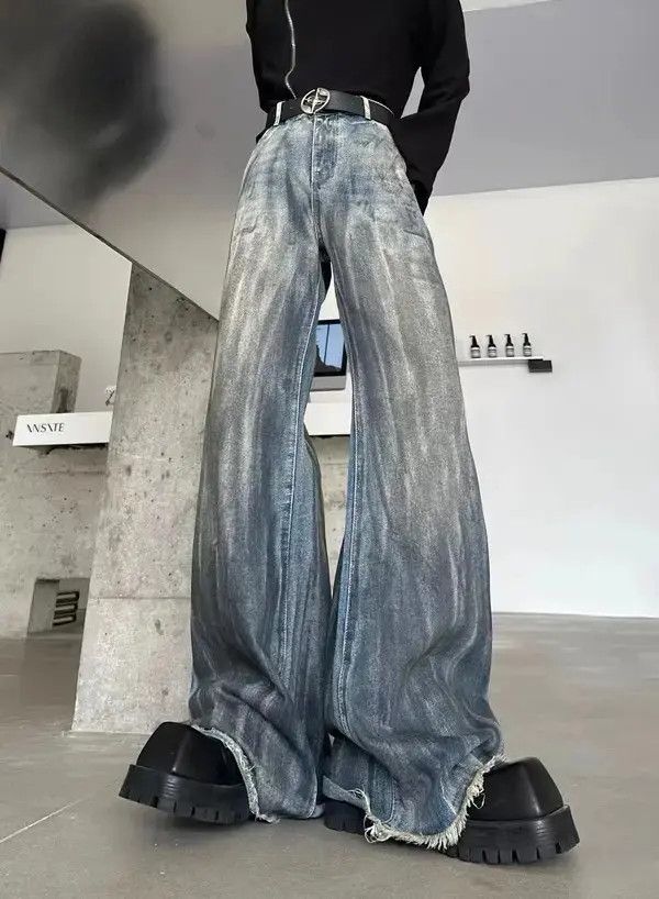 Japanese Brand × Jean Street distressed corrugated crease micro-flared jeans Size US 32 / EU 48 - 4 Thumbnail