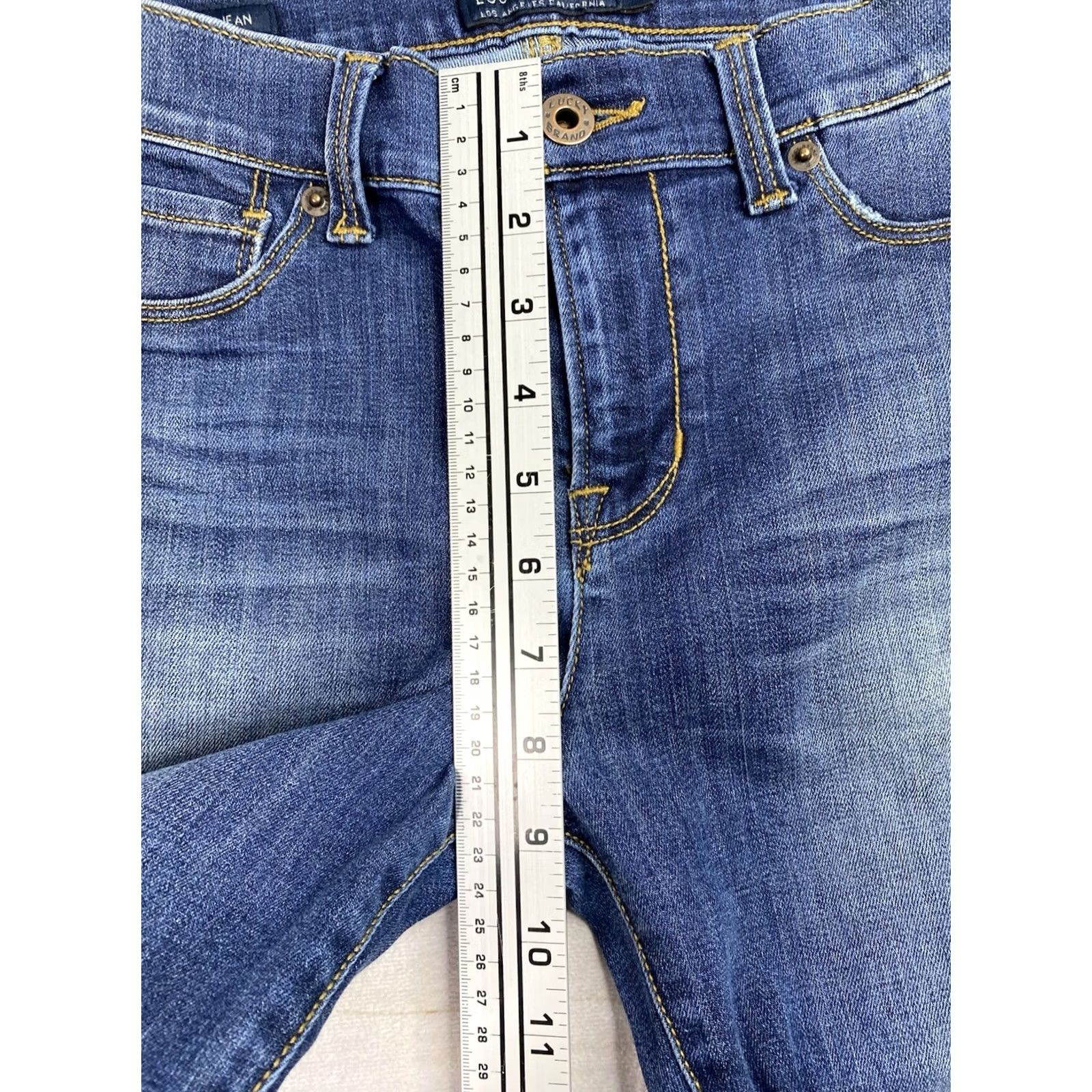 Lucky Brand Lucky Brand Jeans Skinny 6 Petite Blue Dark Wash Brooke Distressed 5-Pocket Womens Jeans XS-Plus? Size 28" / US 6 / IT 42 - 6 Thumbnail