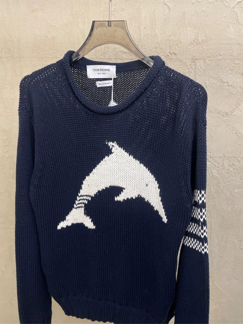 Thom Browne Thom browne Dolphin show four-striped knitted round-neck sw Size US M / EU 48-50 / 2 - 3 Thumbnail