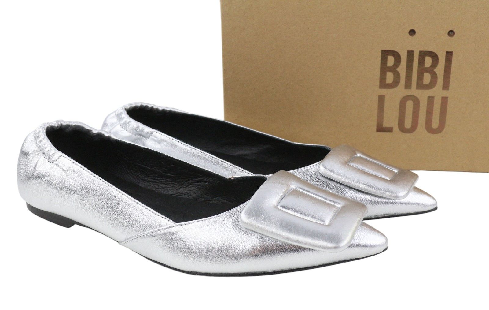 Other BIBI LOU BOCHUM EU37 Silver Leather Pointed Flats 87561 Size US 6 / IT 36 - 1 Thumbnail