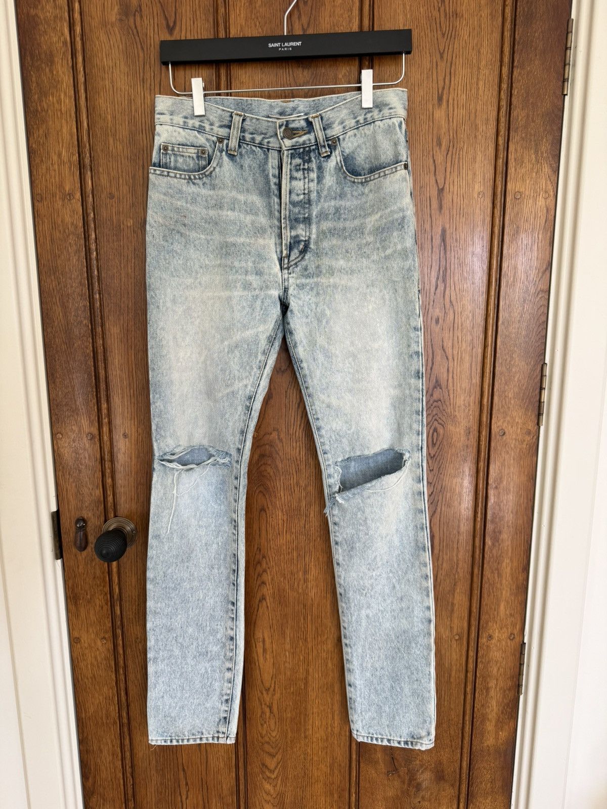 Saint Laurent Paris 1/1 SS16 Saint Laurent knee slit crash hedi jeans 28 sample Size US 28 / EU 44 - 1 Thumbnail