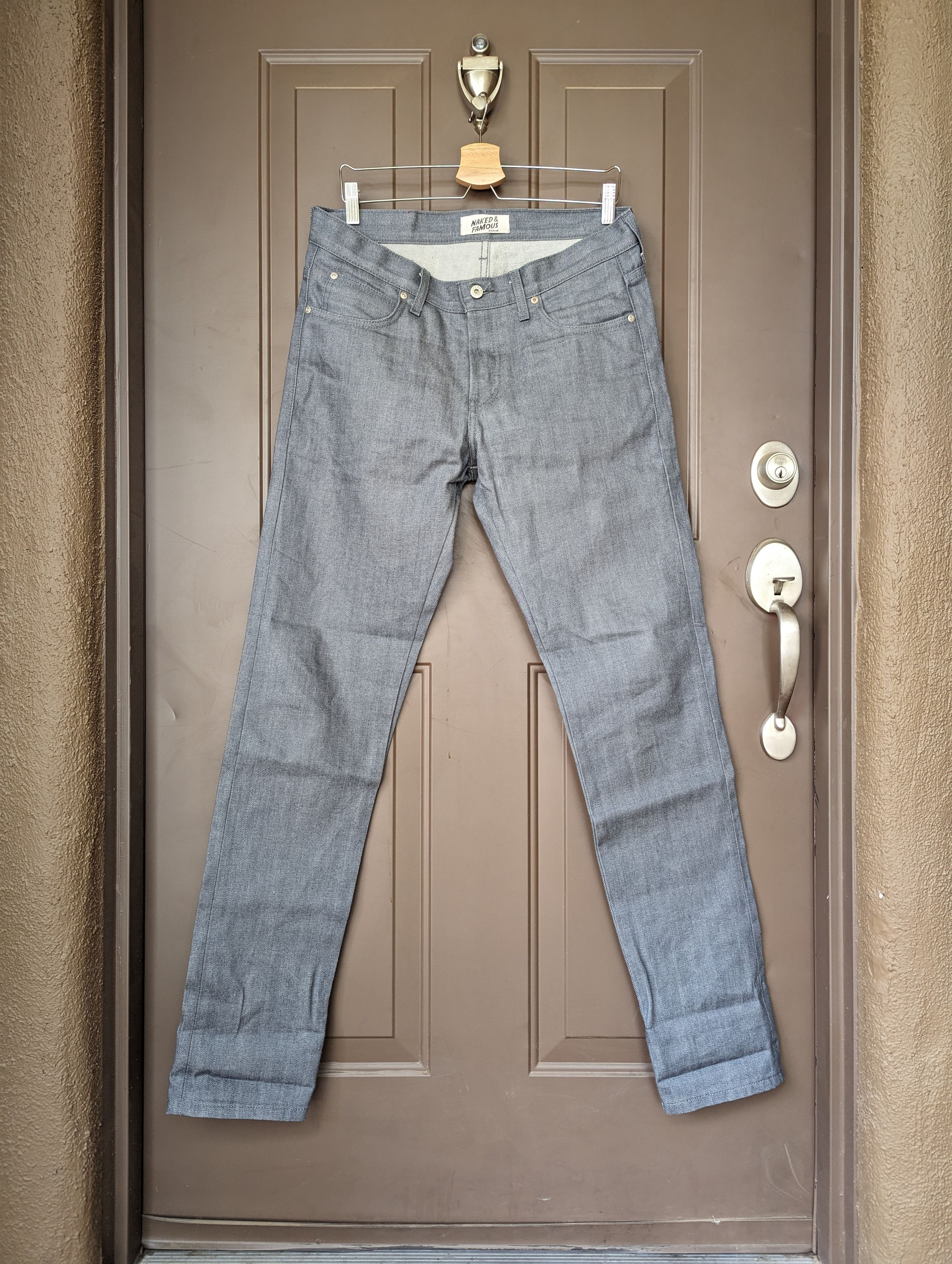 Super Guy Grey Selvedge Button Fly Denim by Naked & Famous
