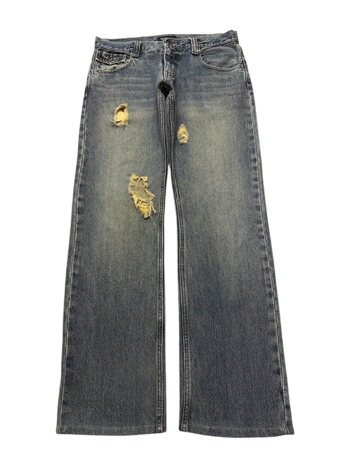 Full Count & Co. Vintage Japanese Brand Blue Faded Wash Distressed Loose Fits Size US 32 / EU 48 - 1 Thumbnail