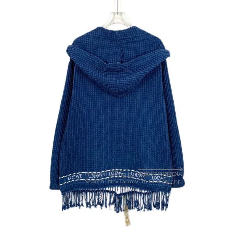 Loewe Loewe blue lettered embroidery hooded drawstring fringe nee Size US M / EU 48-50 / 2 - 2 Thumbnail