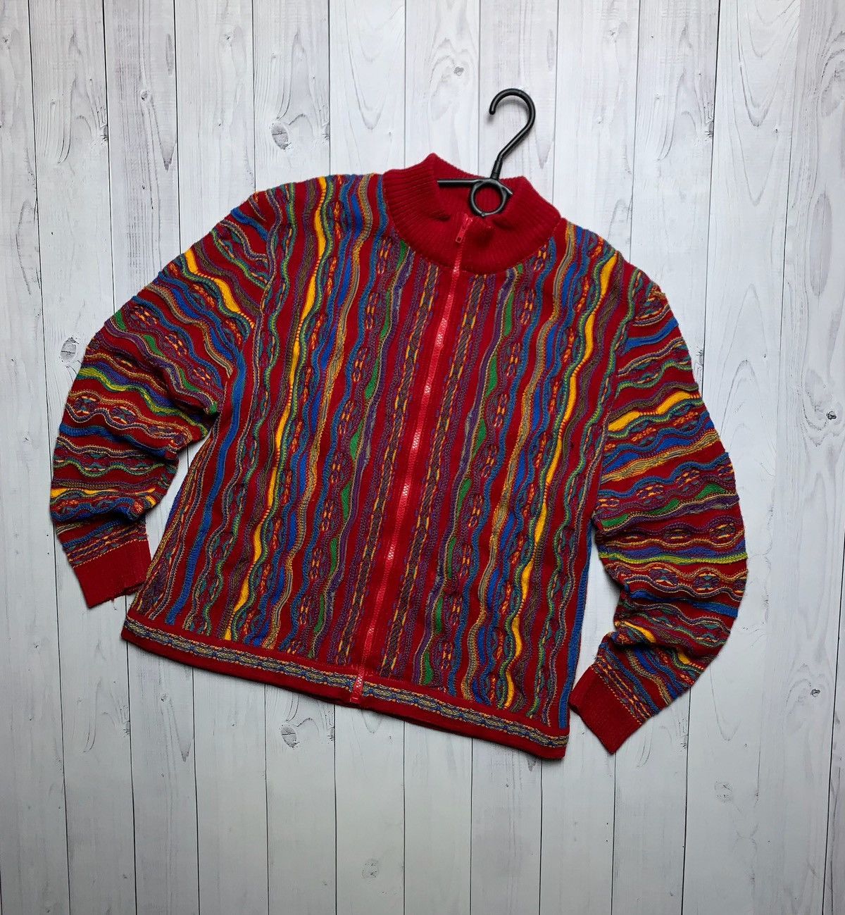 Vintage Multicolor sweater zip coogi style rare Y2K