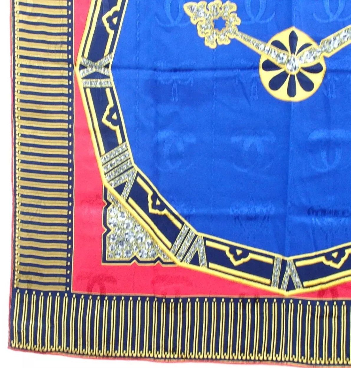 Cartier Cartier Silk scarf blue with clock motif chic handmade Size ONE SIZE - 4 Thumbnail
