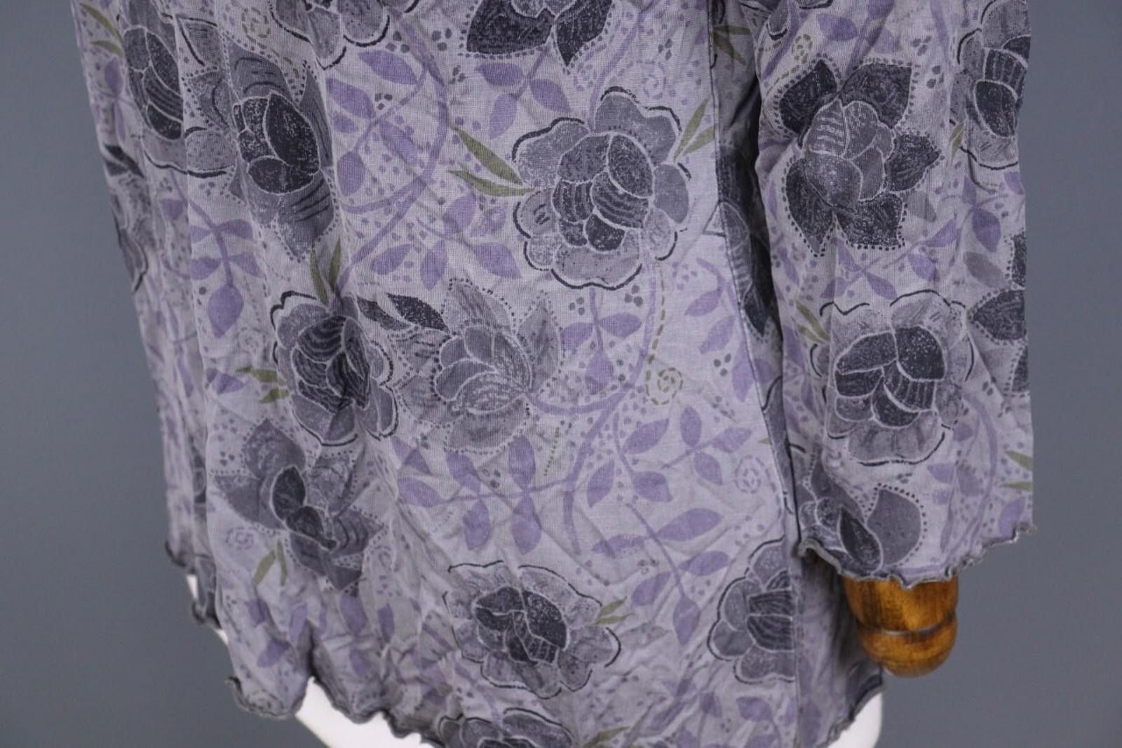 Designer Gudrun Sjoden Gray Floral Relaxed Blouse Shirt Size L Size L / US 10 / IT 46 - 6 Thumbnail