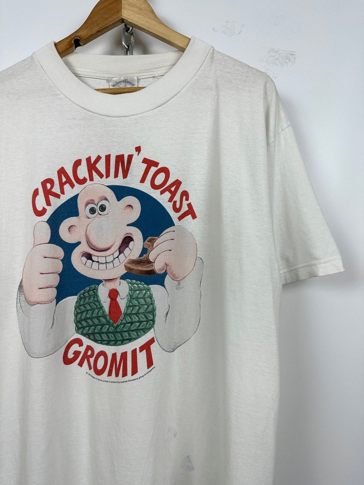 Cartoon Network 1989 Vintage Wallace & Gromit Crackin Toast T-Shirt Size US XL / EU 56 / 4 - 5 Thumbnail
