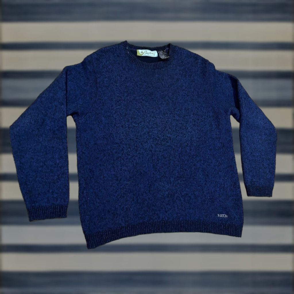 VINTAGE Burton Snowboards Sweater Navy Blue Wool Blend Pullover Men’s Size Small