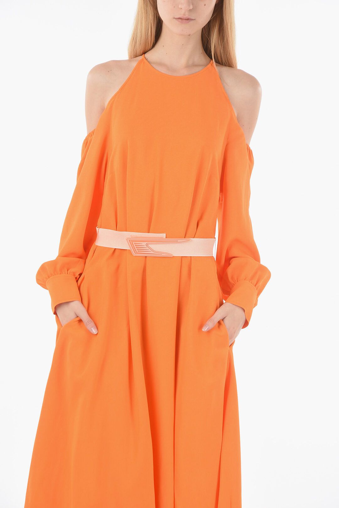 Stella McCartney og1mm0824 Elastic Belt Shoulder Maxi Dress in Orange Size S / US 4 / IT 40 - 4 Thumbnail