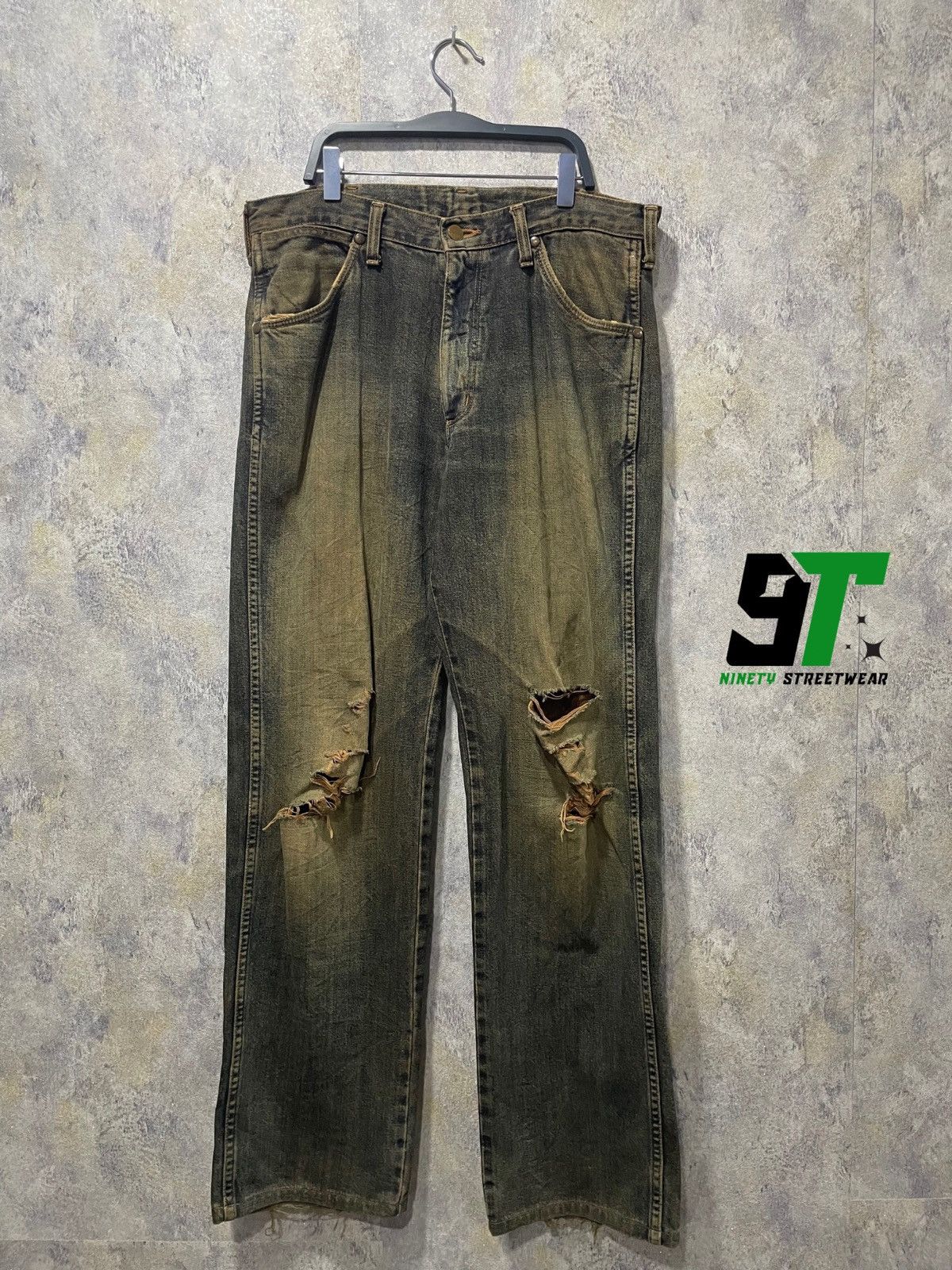 Japanese Brand × Vintage × Wrangler 🔥🔥Vintage wrangler distressed denim thrashed🔥🔥 Size US 32 / EU 48 - 1 Thumbnail