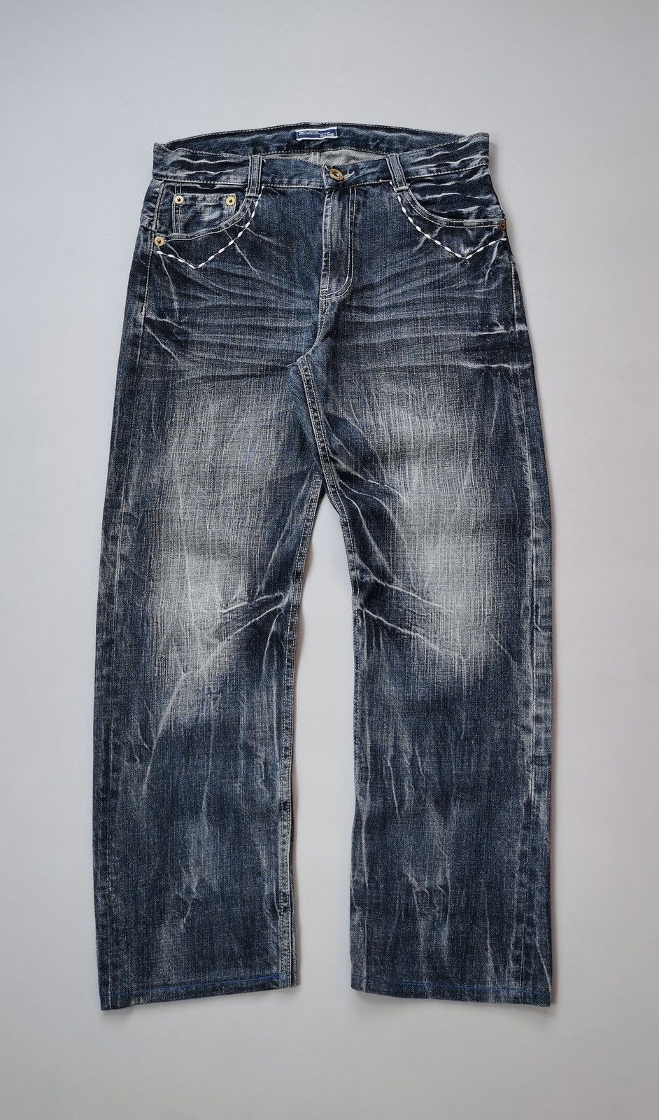 Le Grande Bleu (L.G.B.) Villand Whiskering w/studded Pocket Denim Jeans Size US 32 / EU 48 - 1 Thumbnail