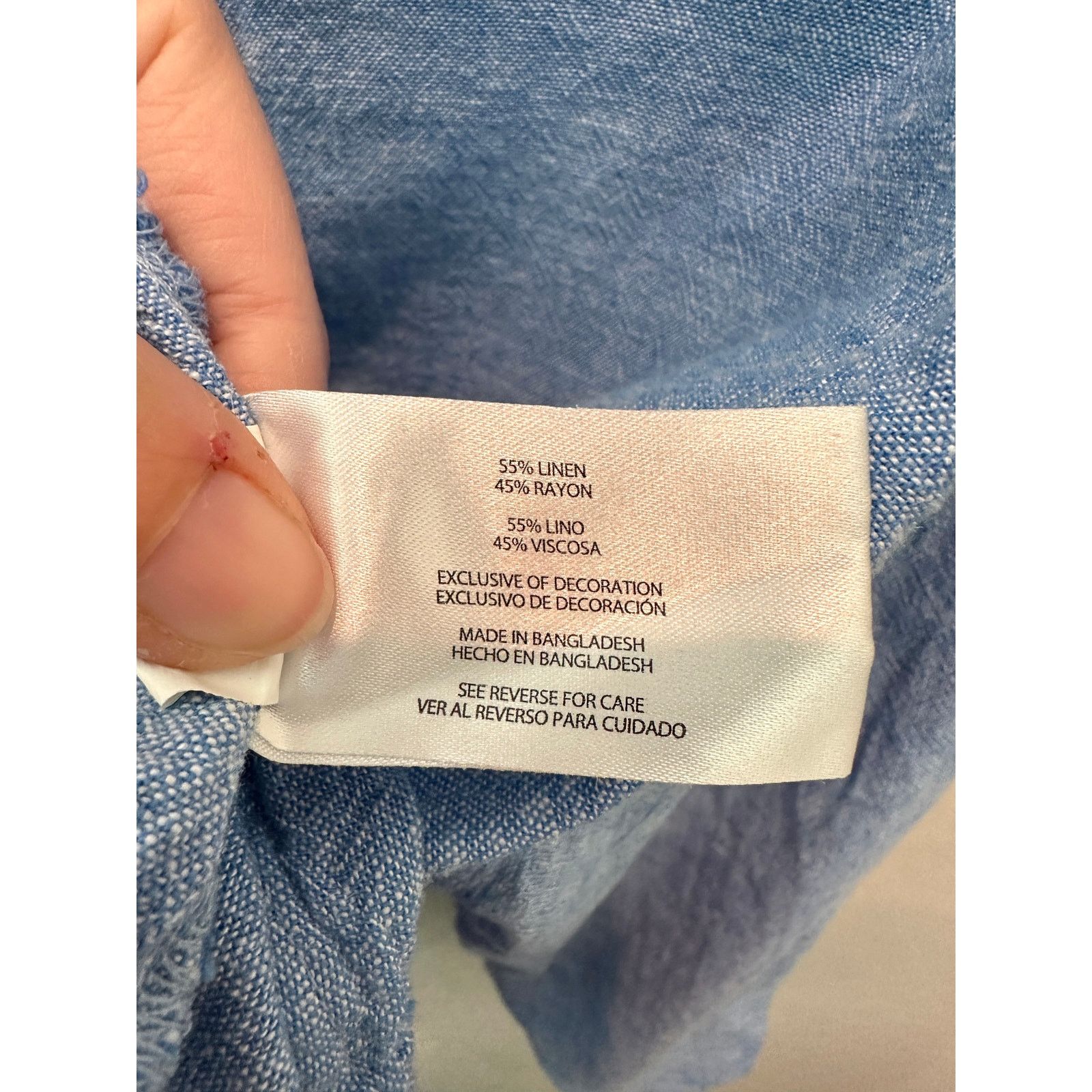 Orvis ORVIS | Blue Linen Blend Button Up Long Sleeve Shirt Size XXL / US 16-18 / IT 52-54 - 6 Thumbnail