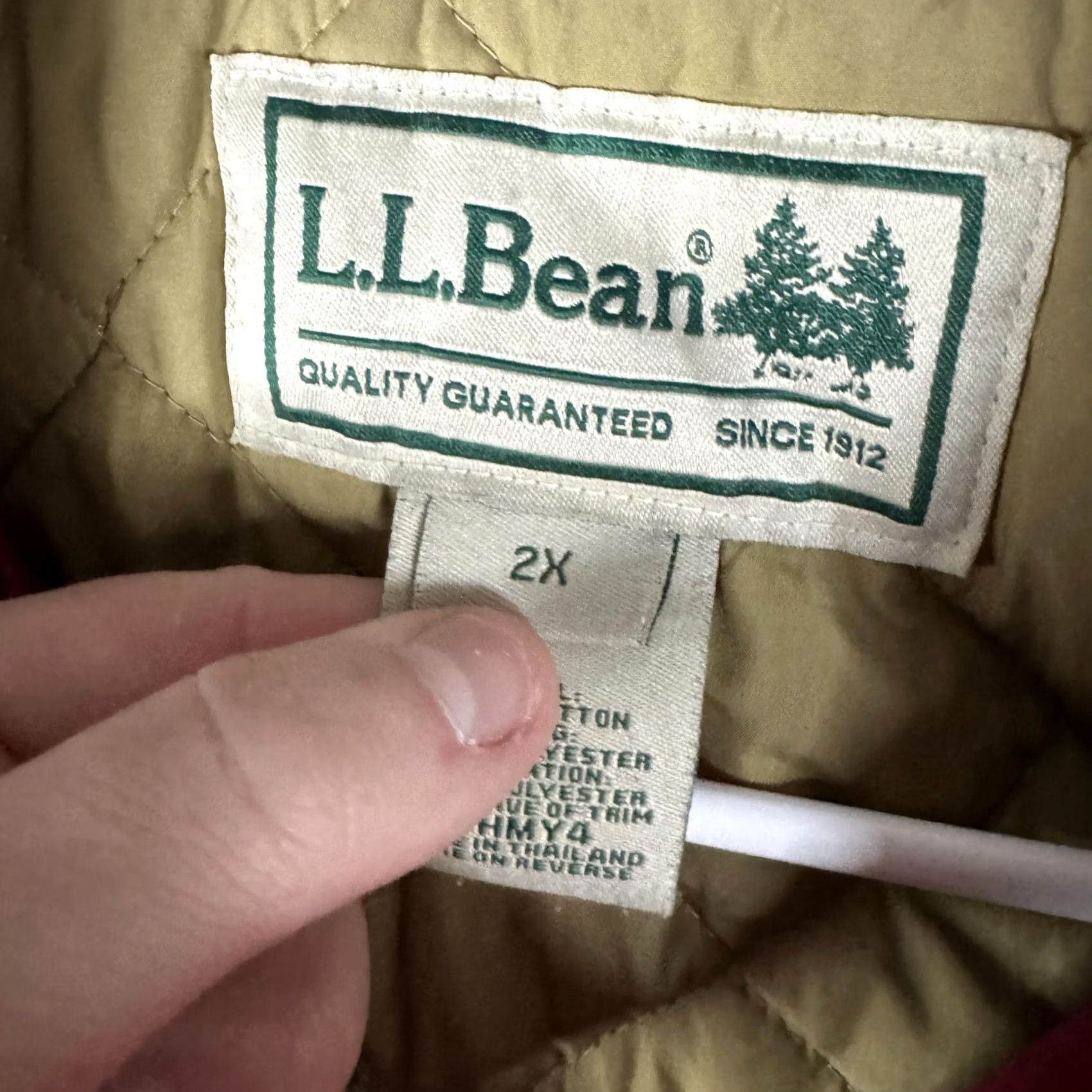 Vintage L.L. Bean Canvas Coat Womens 2X Red Quilted Collar Button Pockets Corduroy Size XXL / US 16-18 / IT 52-54 - 7 Thumbnail
