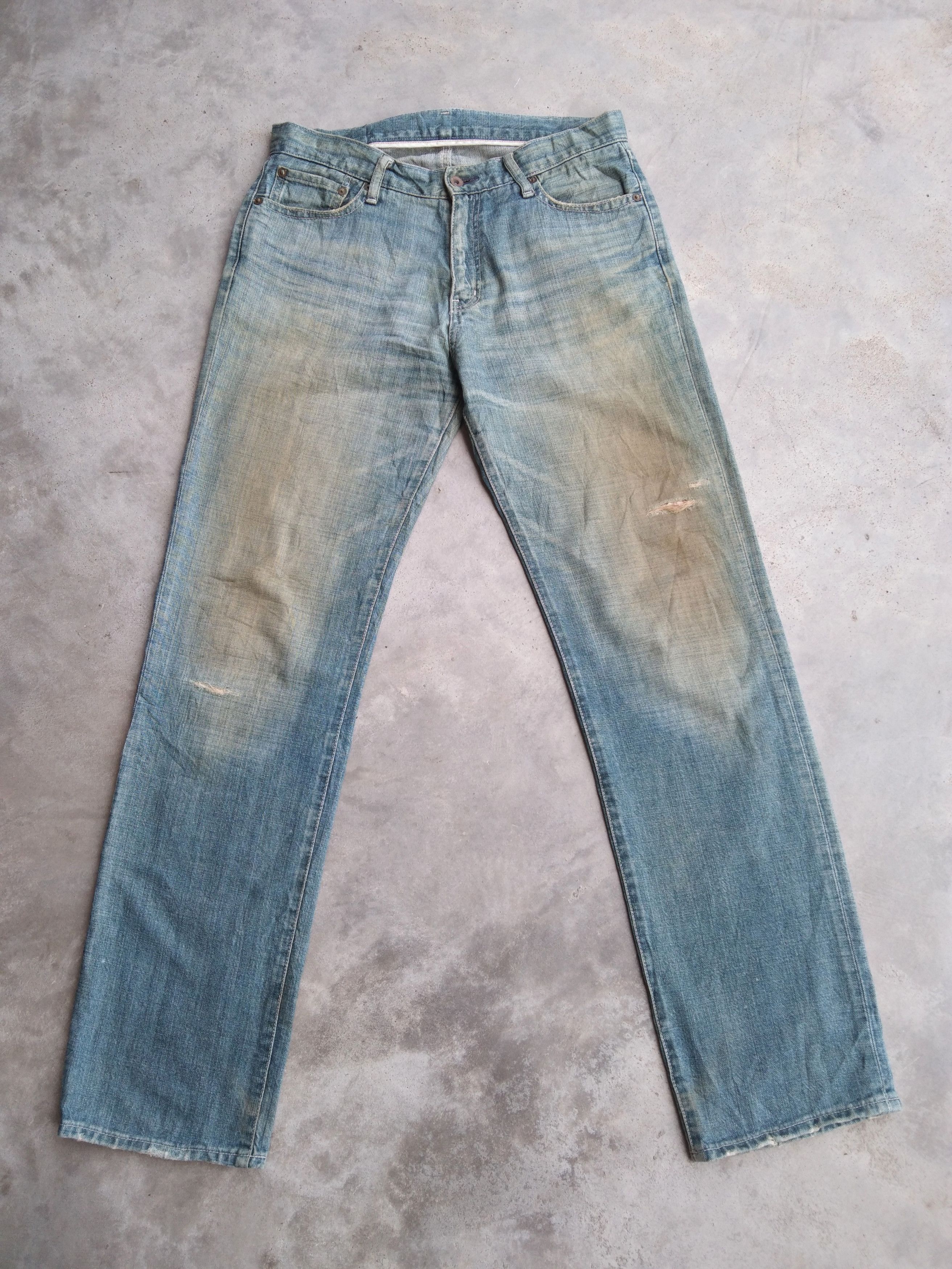 Vintage Rusty Wash Uniqlo S-002 Distressed Jeans 32x34