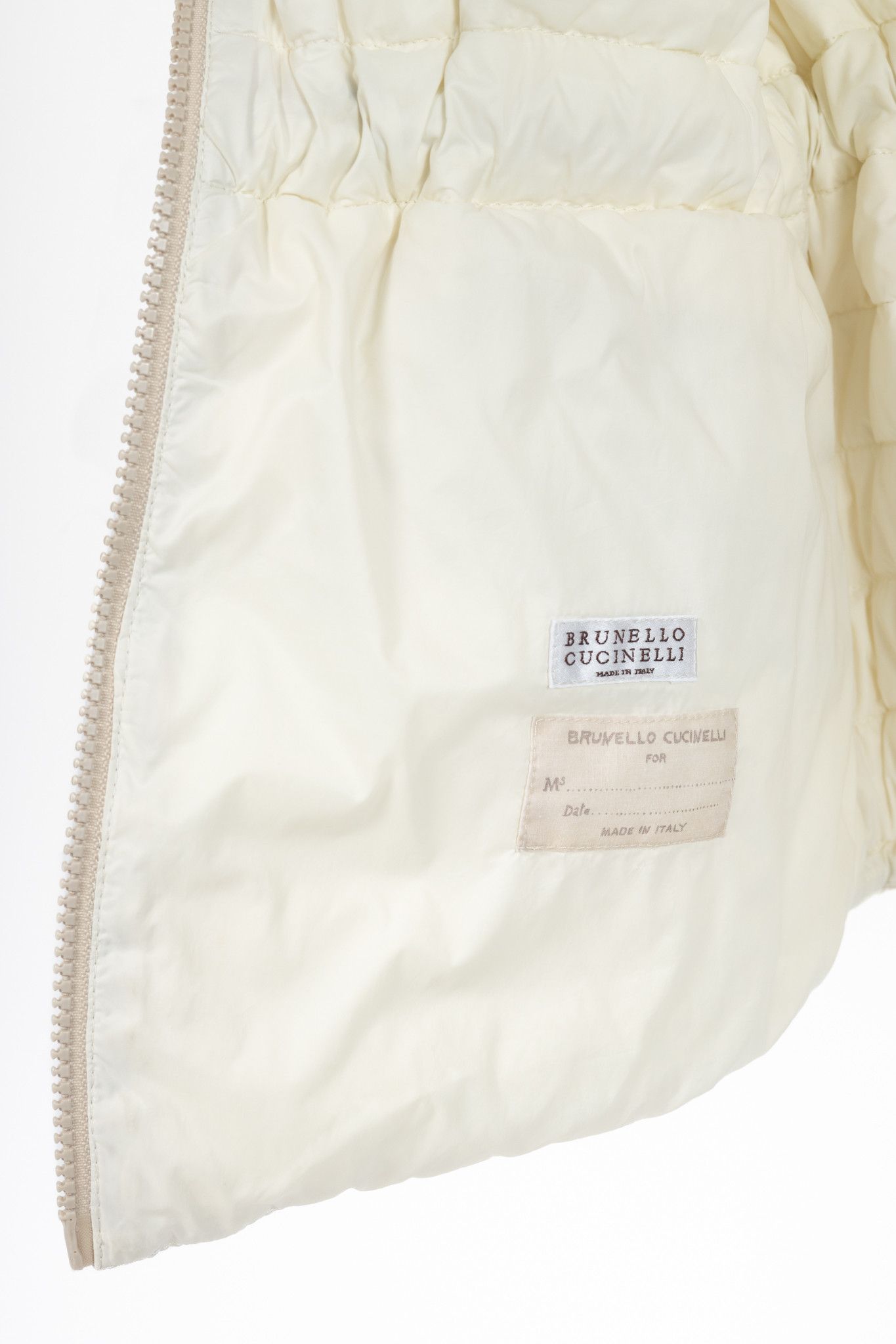 Brunello Cucinelli Brunello Cucinelli SS15 Ecru Taffeta Quilted Down Vest Size S / US 4 / IT 40 - 8 Thumbnail