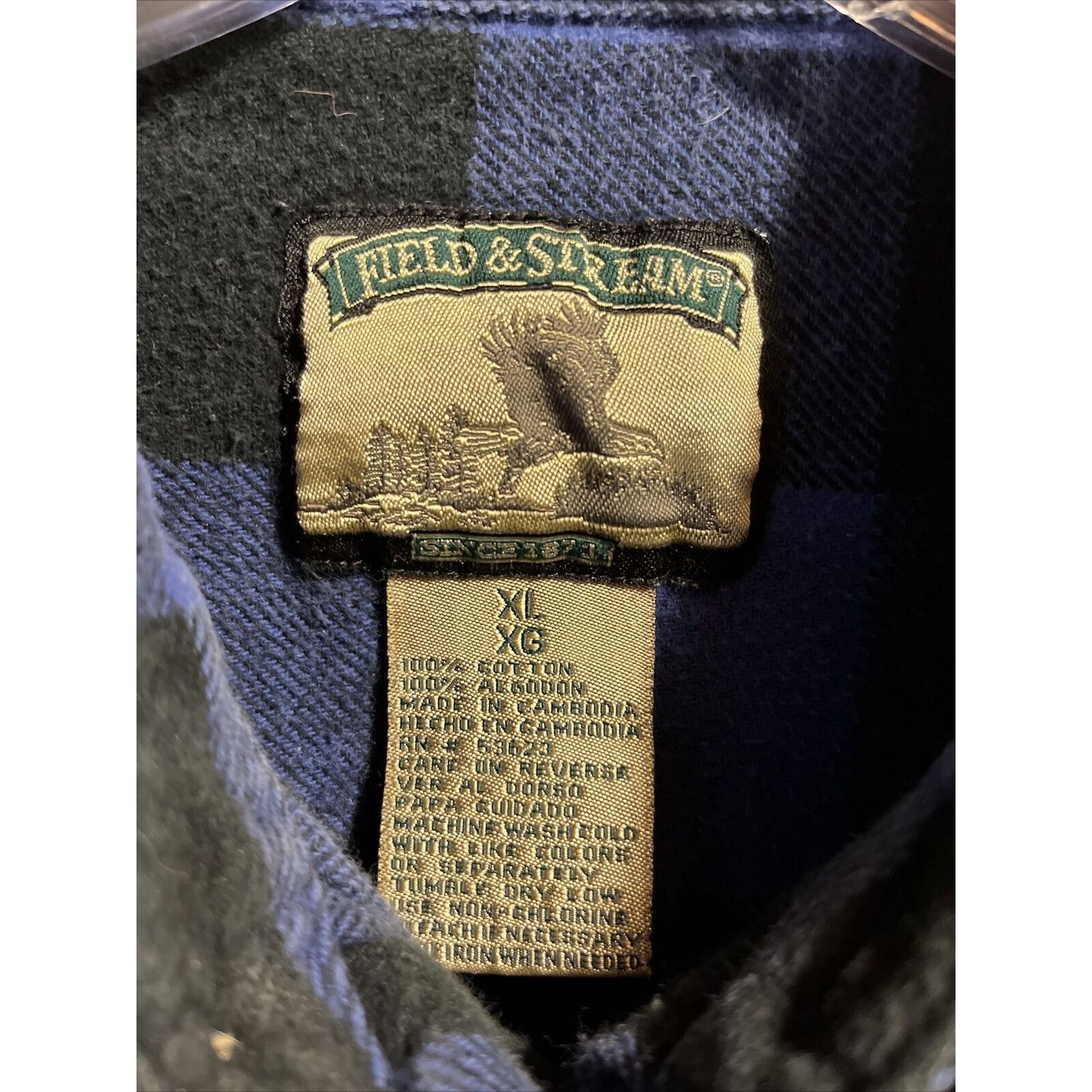 Field & Stream Field & Stream Men XL Blue Plaid Button Cotton Flannel Shirt Size US XL / EU 56 / 4 - 3 Thumbnail