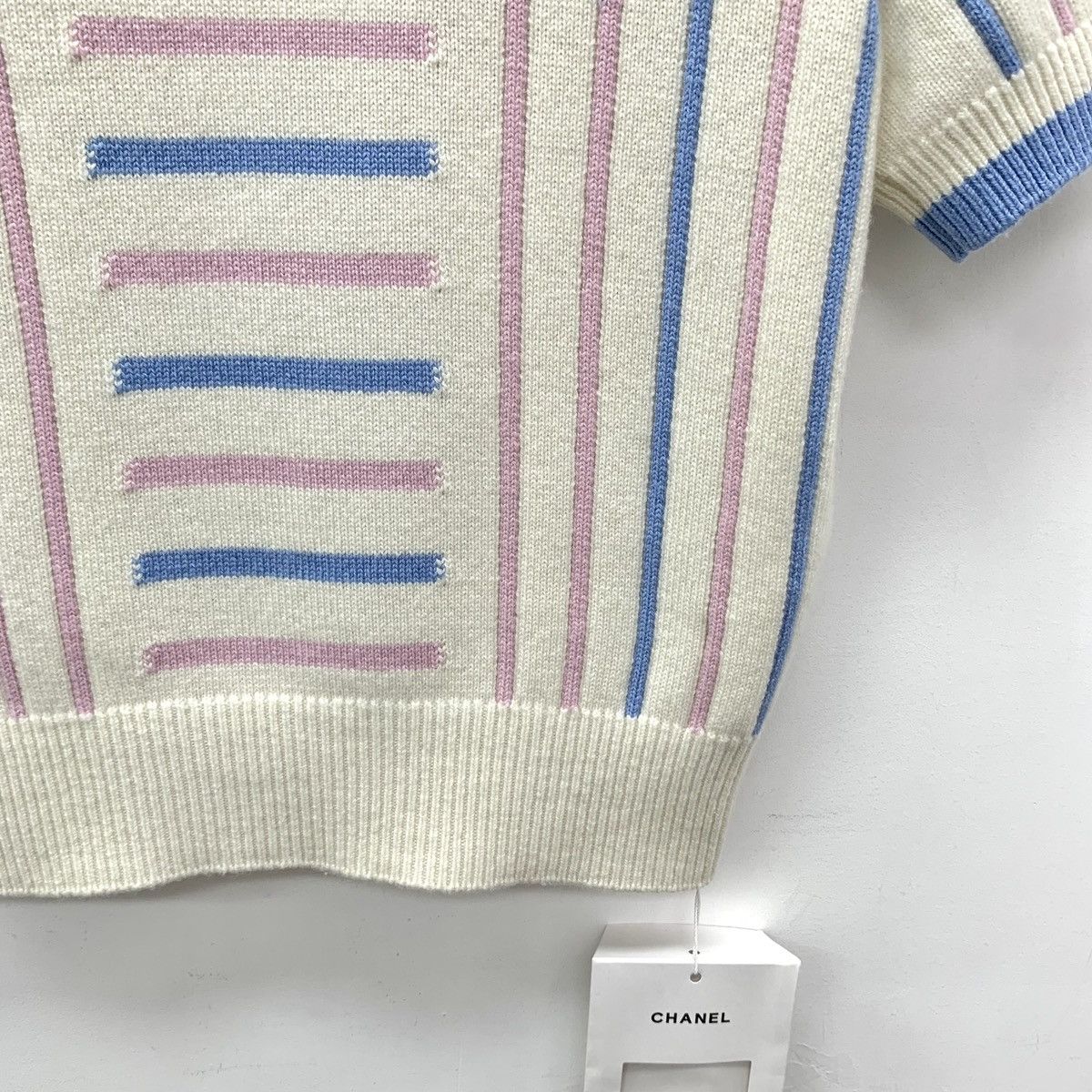 Chanel Chanel Stripe Cashmere Short Sleeve Knit Sweater K26WX Size XS / US 0-2 / IT 36-38 - 4 Thumbnail
