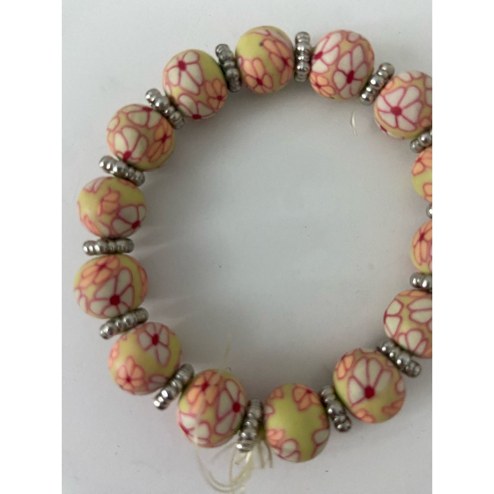 Handmade Handmade flower fimo clay bead bracelet Size ONE SIZE - 2 Thumbnail