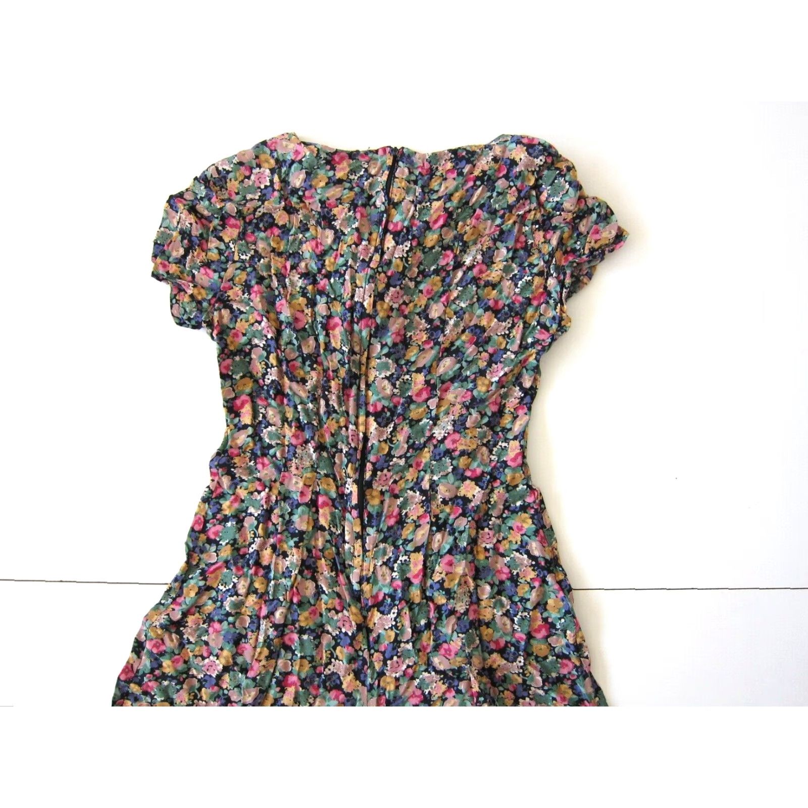 Pinko Fritzi California Jumpsuit Romper Floral Short Sleeve Rayon Pink Green Purple M Womens Size 32" / US 10 / IT 46 - 7 Thumbnail