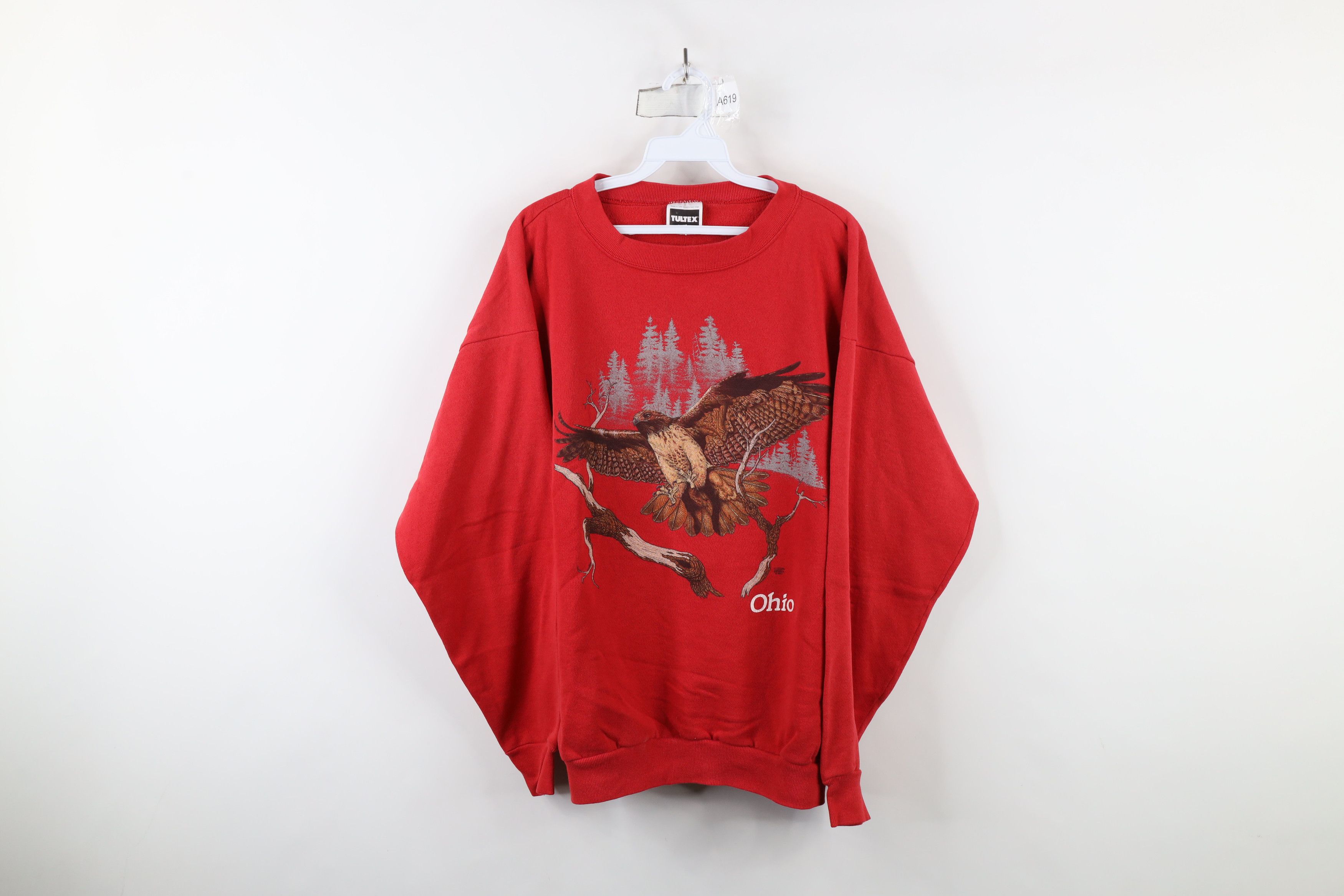 Vintage Vintage 90s Streetwear Ohio Nature Bird Sweatshirt Red USA Size US XXL / EU 58 / 5 - 1 Thumbnail